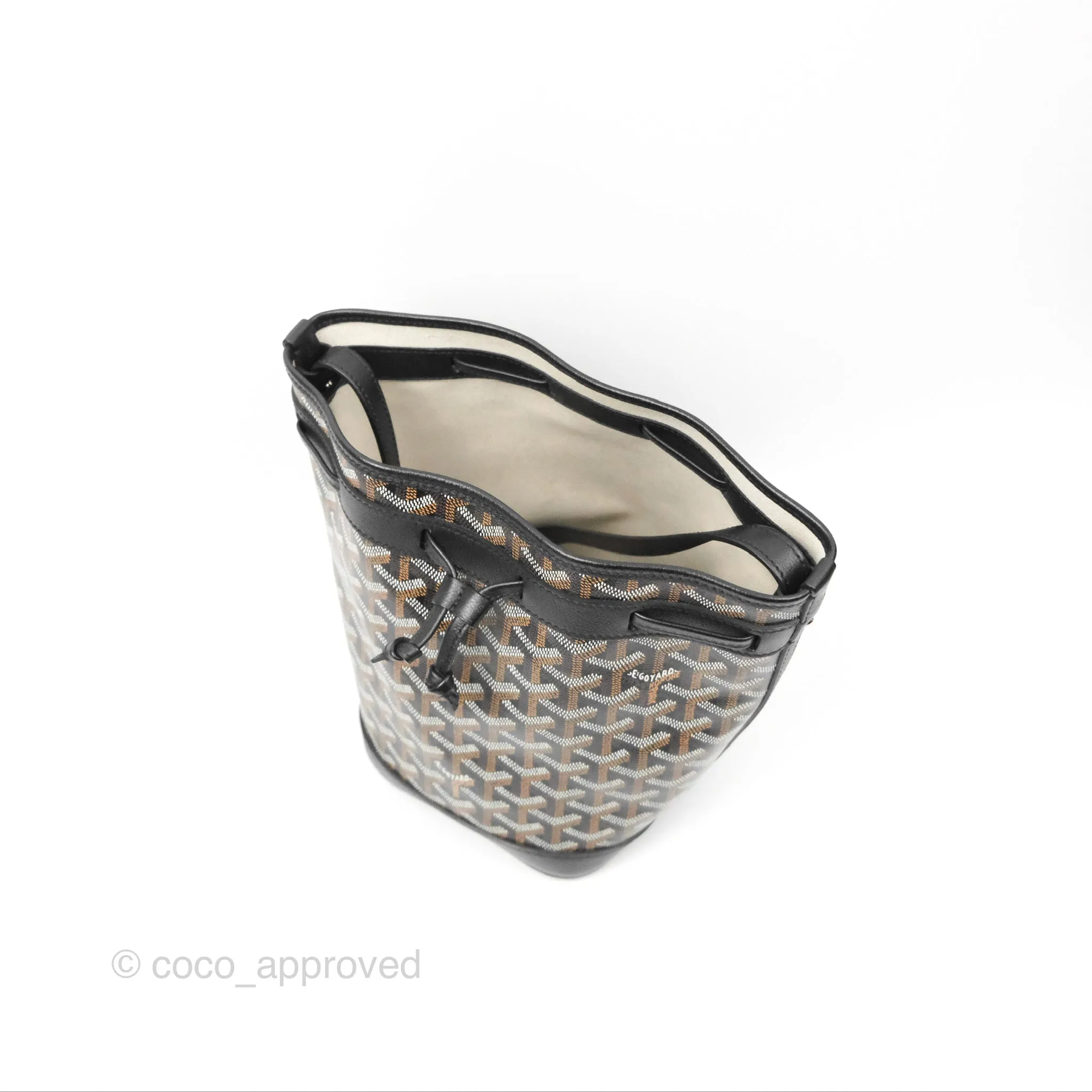 Goyard Petit Flot Bucket Bag Black Goyardine Canvas