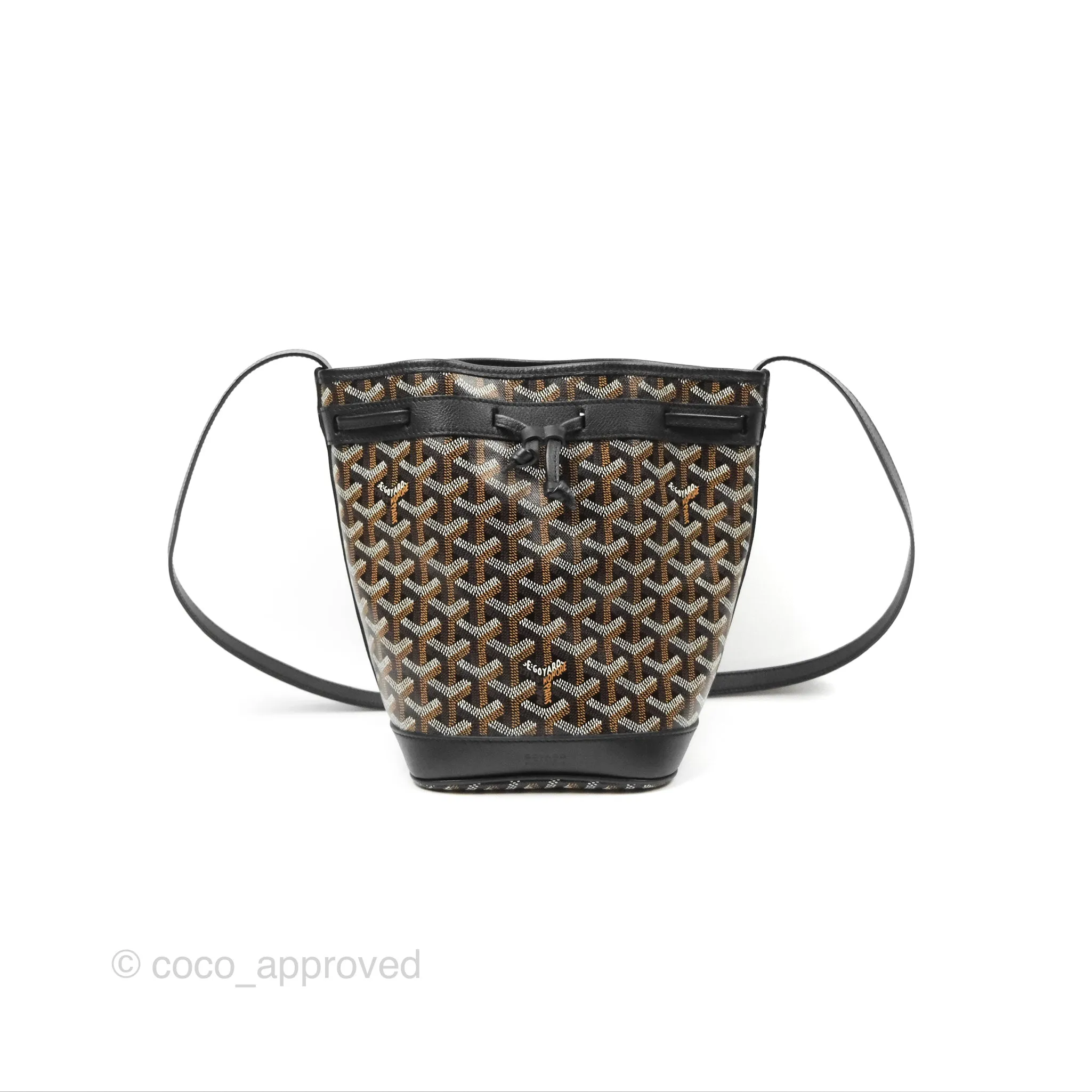 Goyard Petit Flot Bucket Bag Black Goyardine Canvas