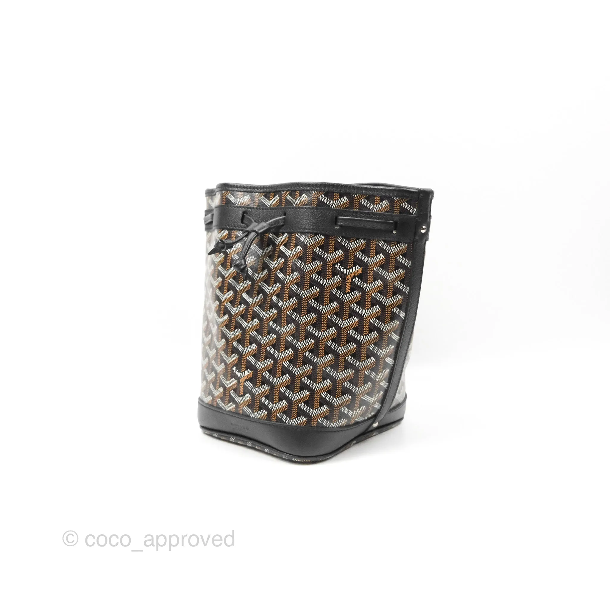 Goyard Petit Flot Bucket Bag Black Goyardine Canvas