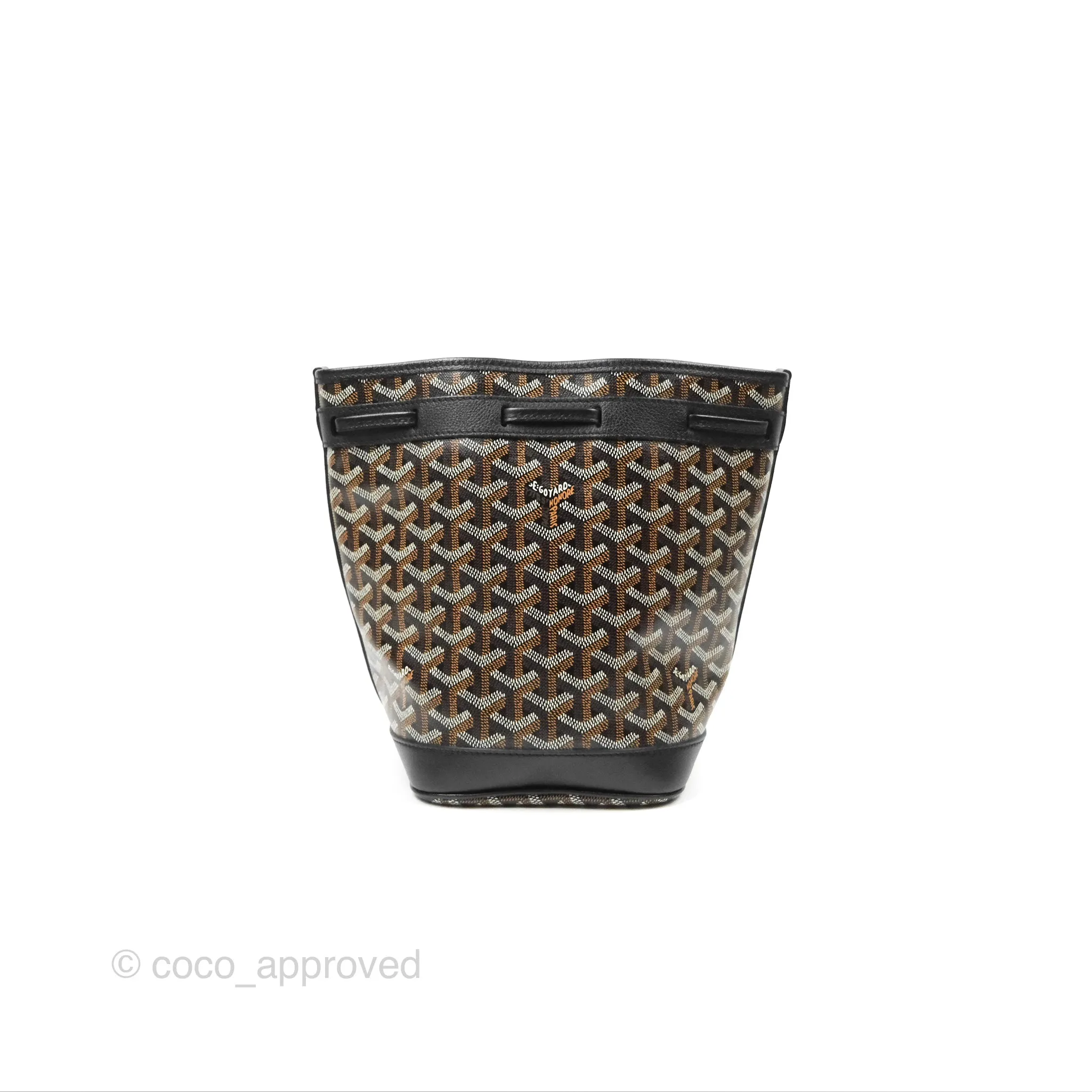 Goyard Petit Flot Bucket Bag Black Goyardine Canvas