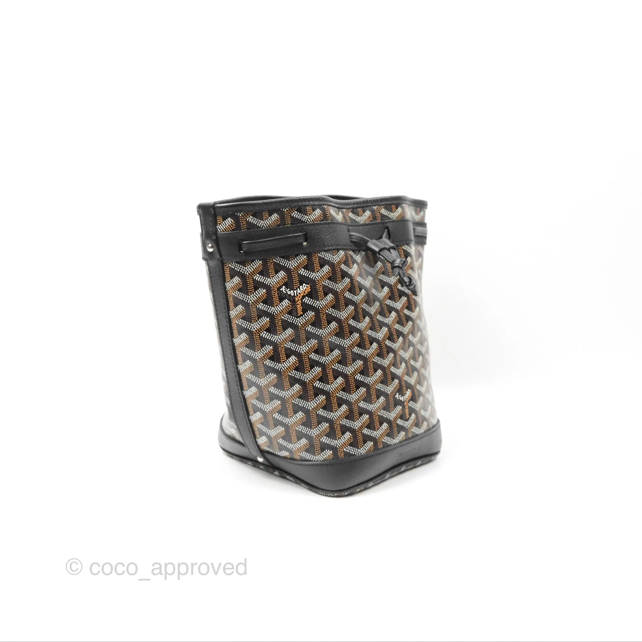 Goyard Petit Flot Bucket Bag Black Goyardine Canvas