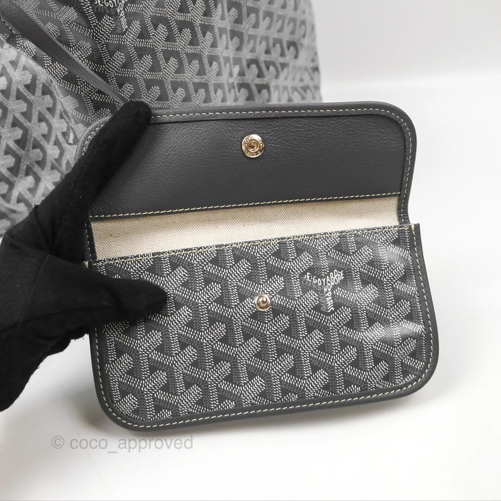 Goyard St Louis Tote PM Grey Goyardine Canvas