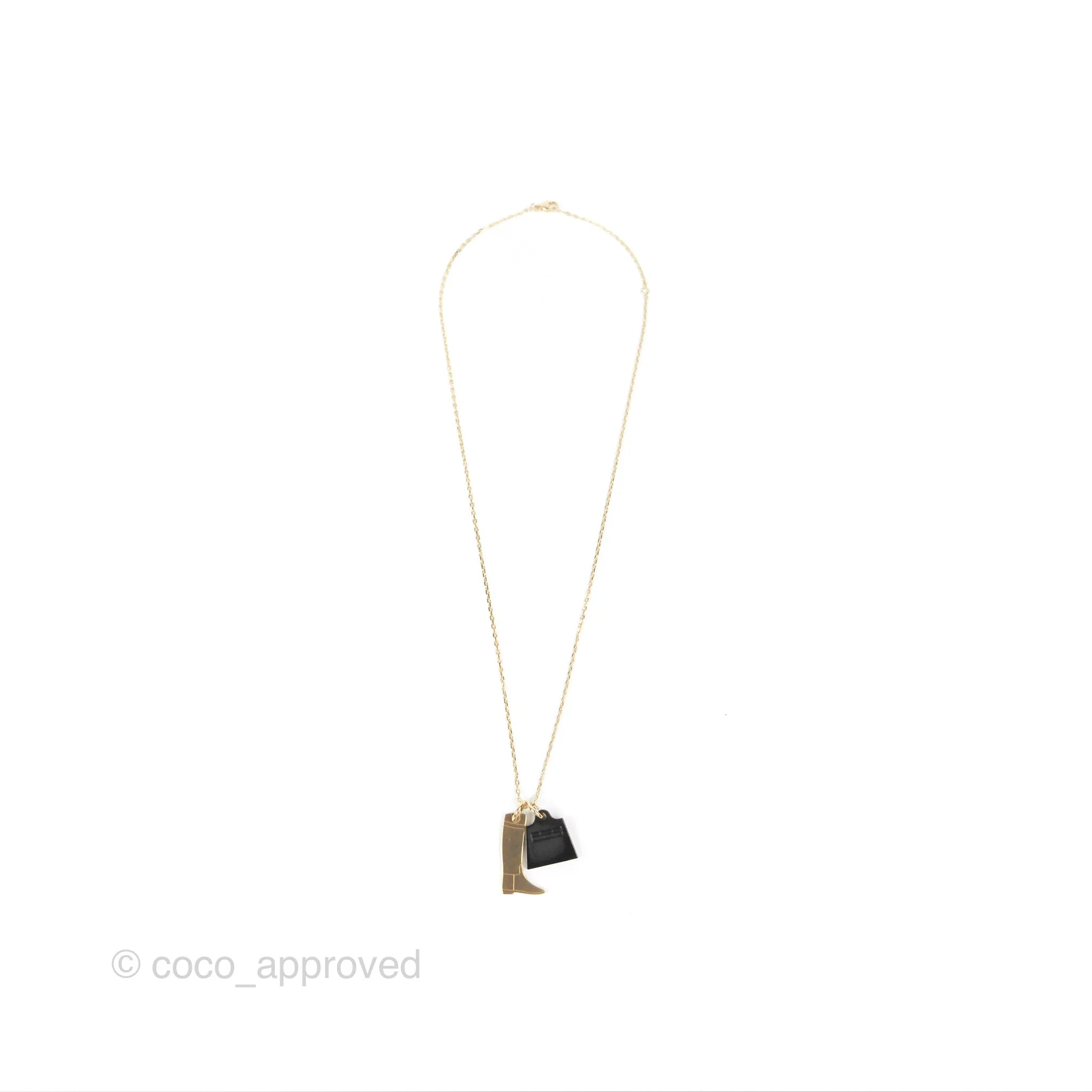 Hermes Amulette Maroquinier PM Pendant Necklace Gold Tone