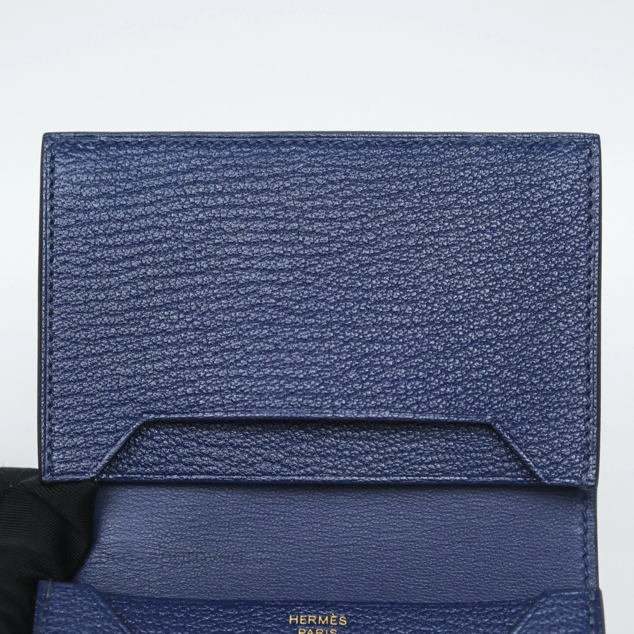 Hermes Bearn Card Holder Bleu Encre M3 Chevre Mysore Gold Hardware