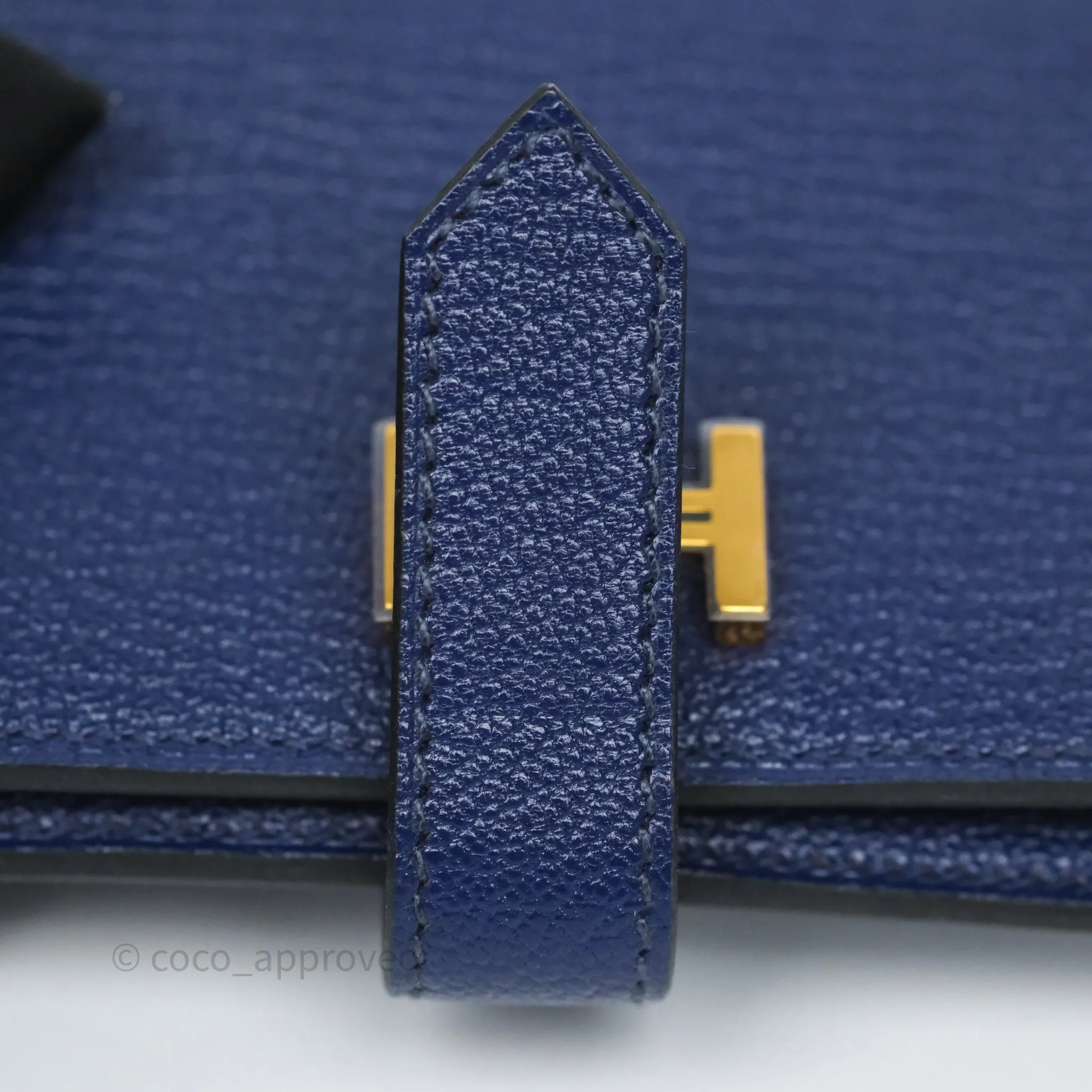 Hermes Bearn Card Holder Bleu Encre M3 Chevre Mysore Gold Hardware