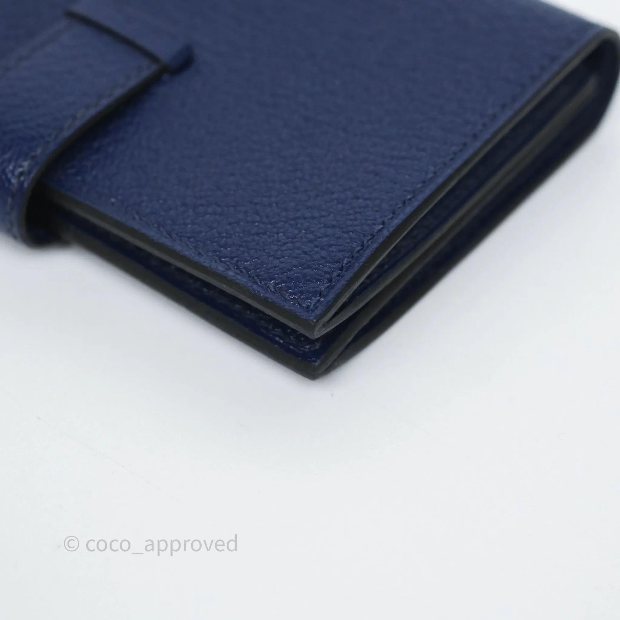 Hermes Bearn Card Holder Bleu Encre M3 Chevre Mysore Gold Hardware