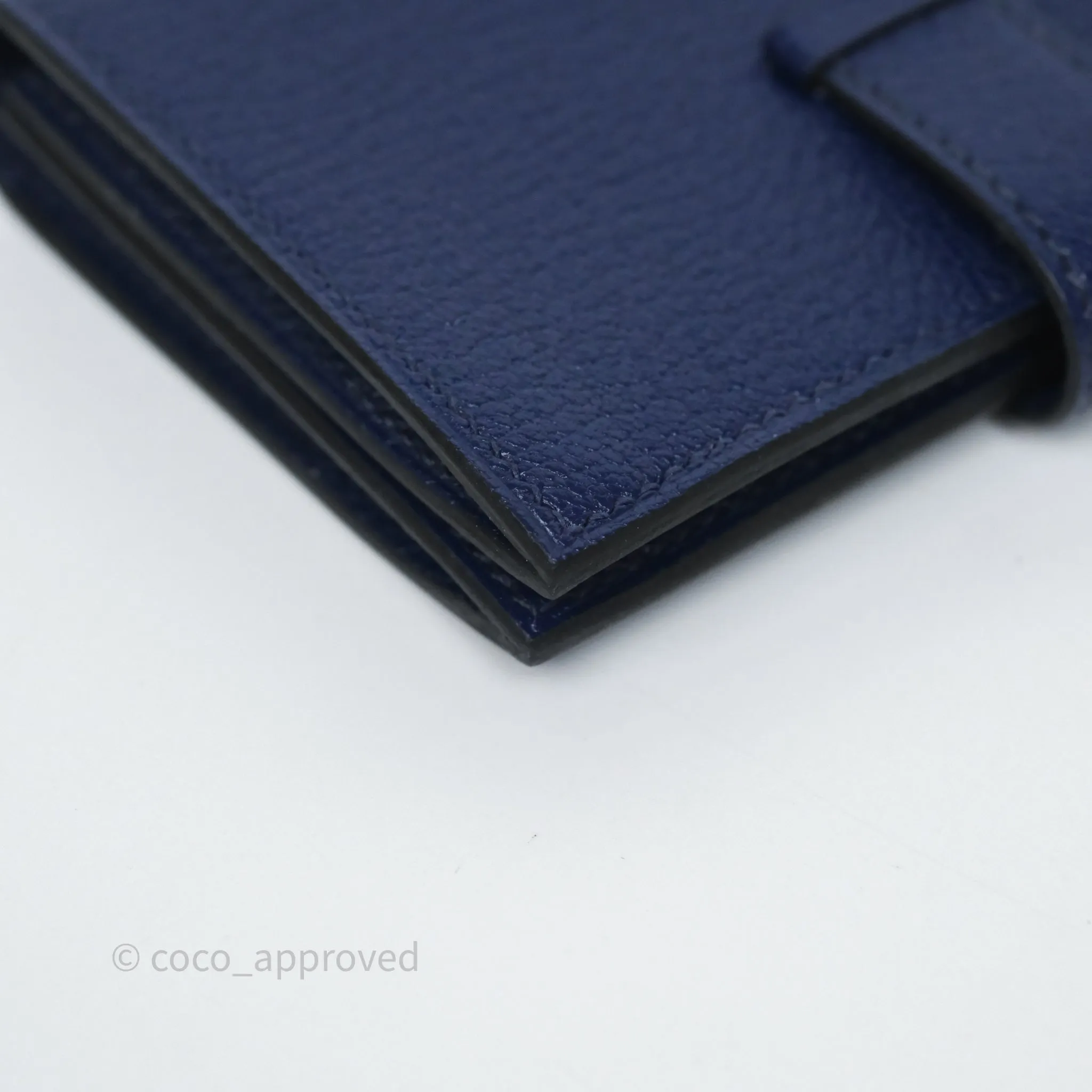 Hermes Bearn Card Holder Bleu Encre M3 Chevre Mysore Gold Hardware
