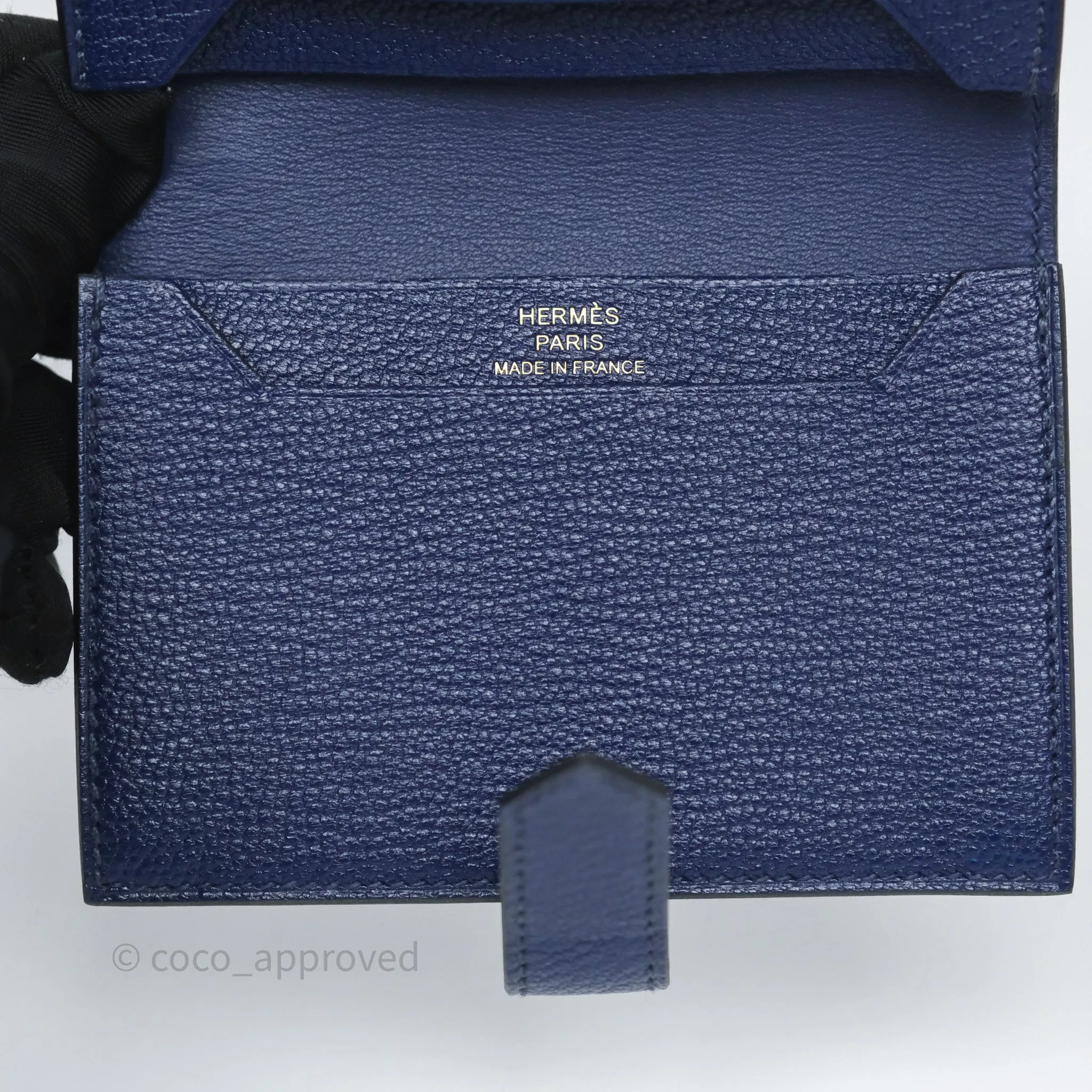 Hermes Bearn Card Holder Bleu Encre M3 Chevre Mysore Gold Hardware