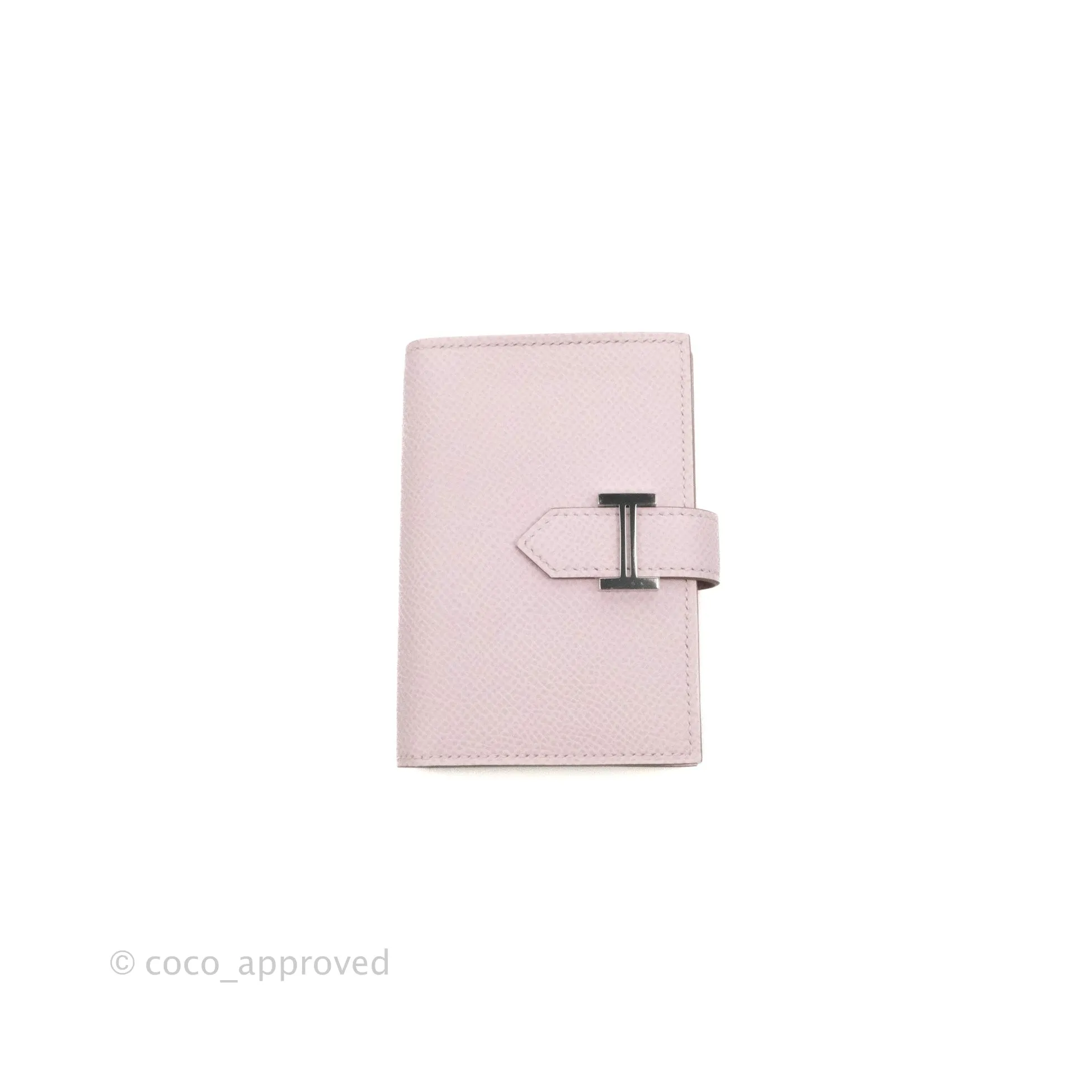 Hermes Bearn Card Holder Epsom Mauve Pale Palladium Hardware