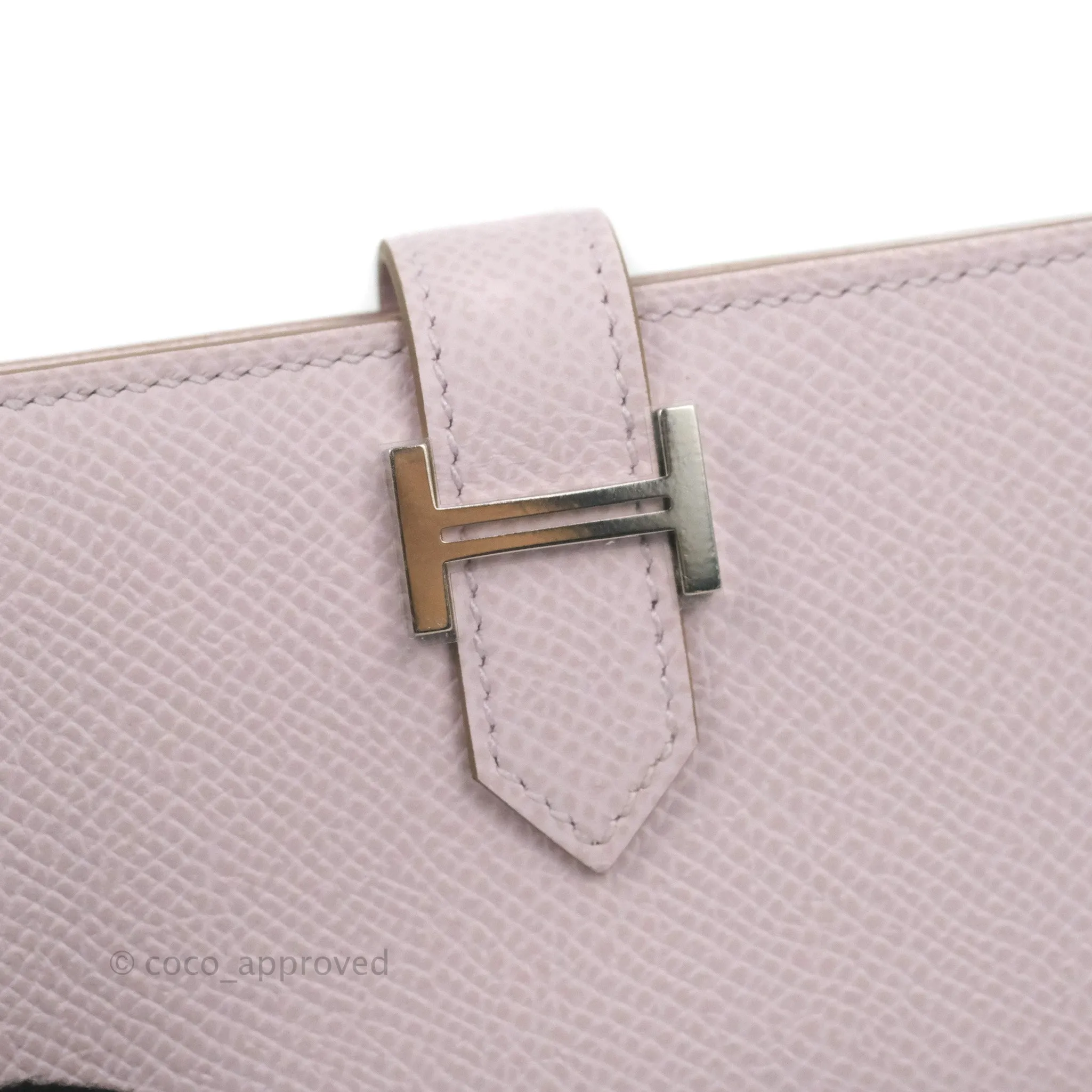 Hermes Bearn Card Holder Epsom Mauve Pale Palladium Hardware