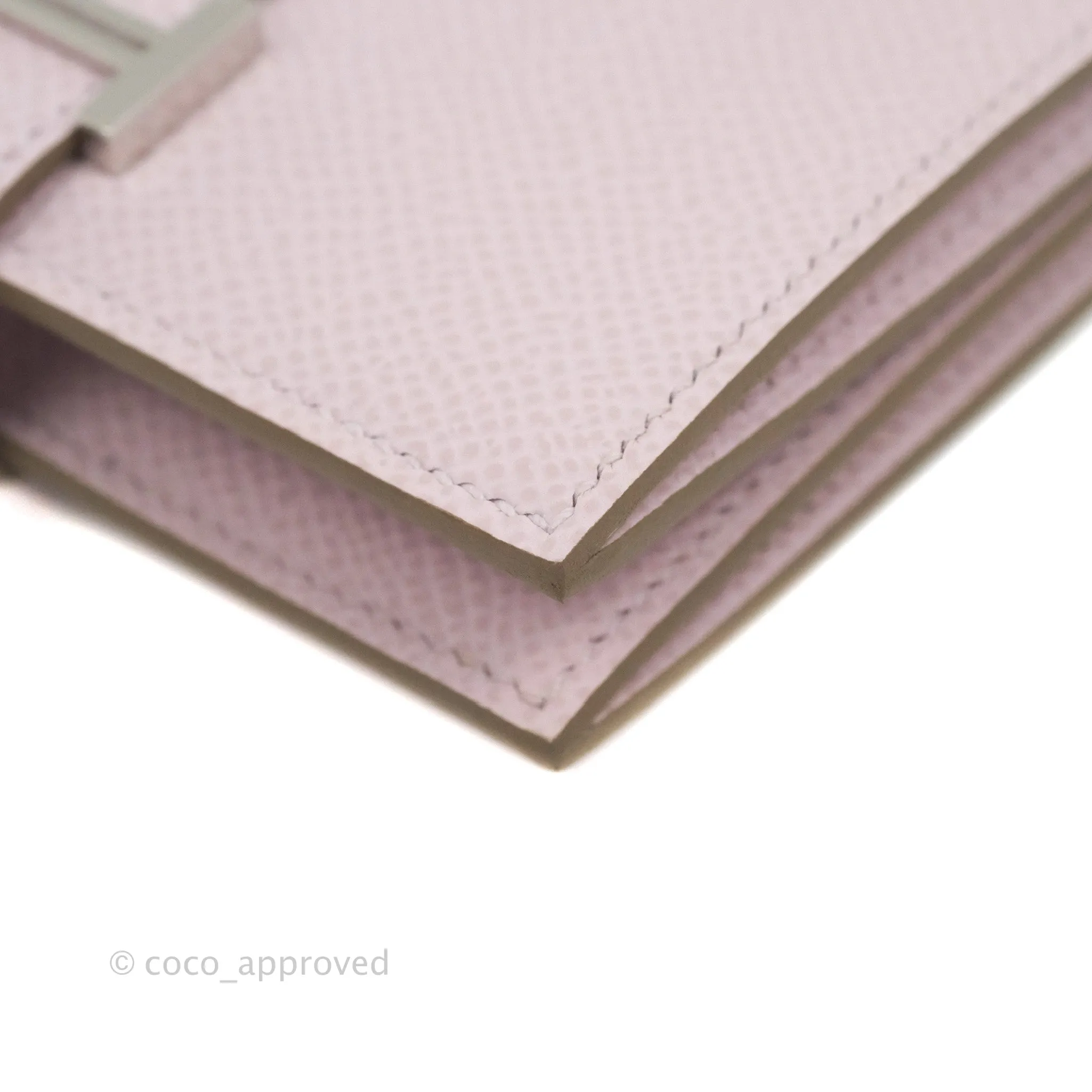 Hermes Bearn Card Holder Epsom Mauve Pale Palladium Hardware