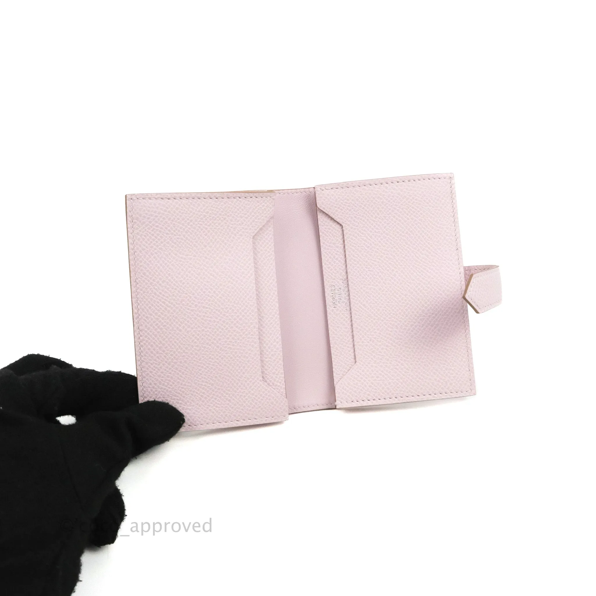Hermes Bearn Card Holder Epsom Mauve Pale Palladium Hardware