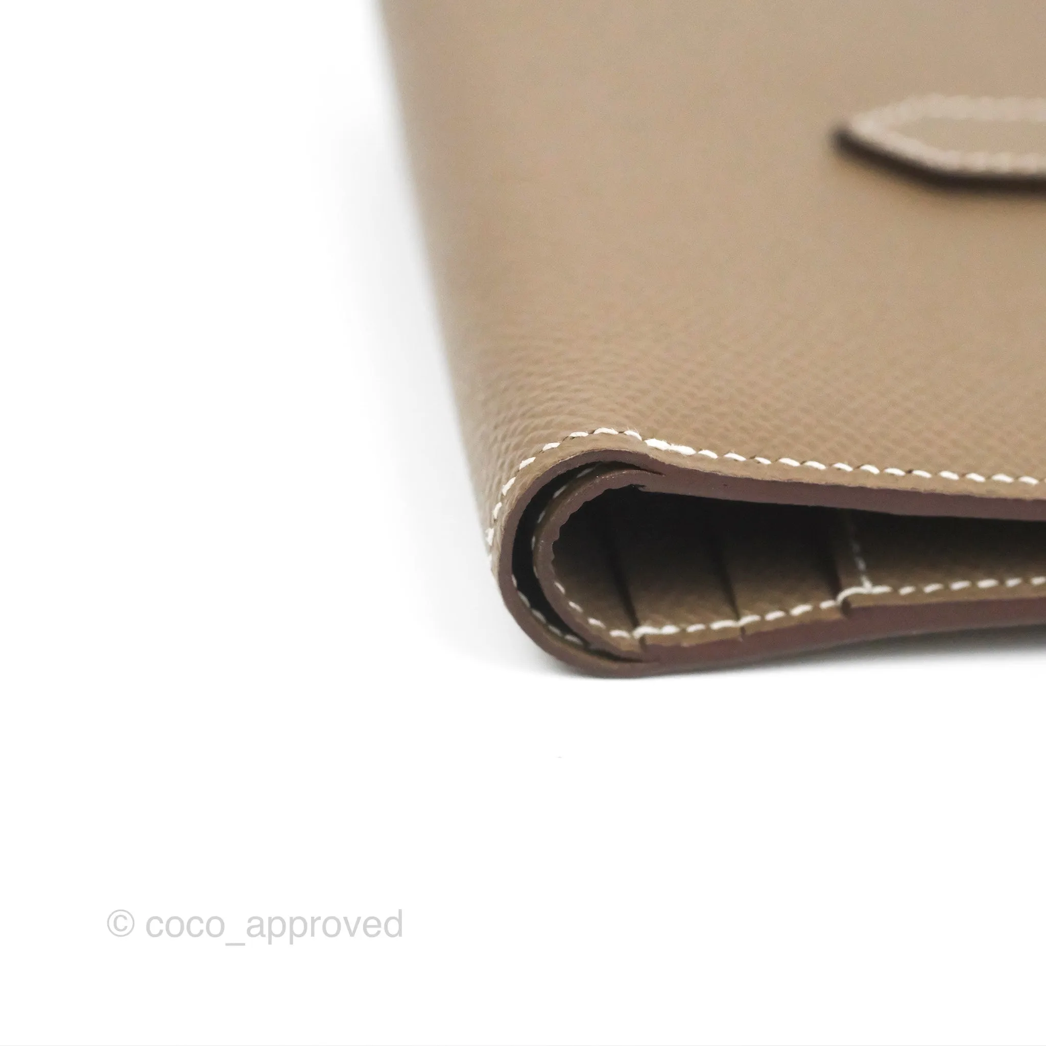 Hermes Bearn Compact Wallet Etoupe Epsom Palladium Hardware