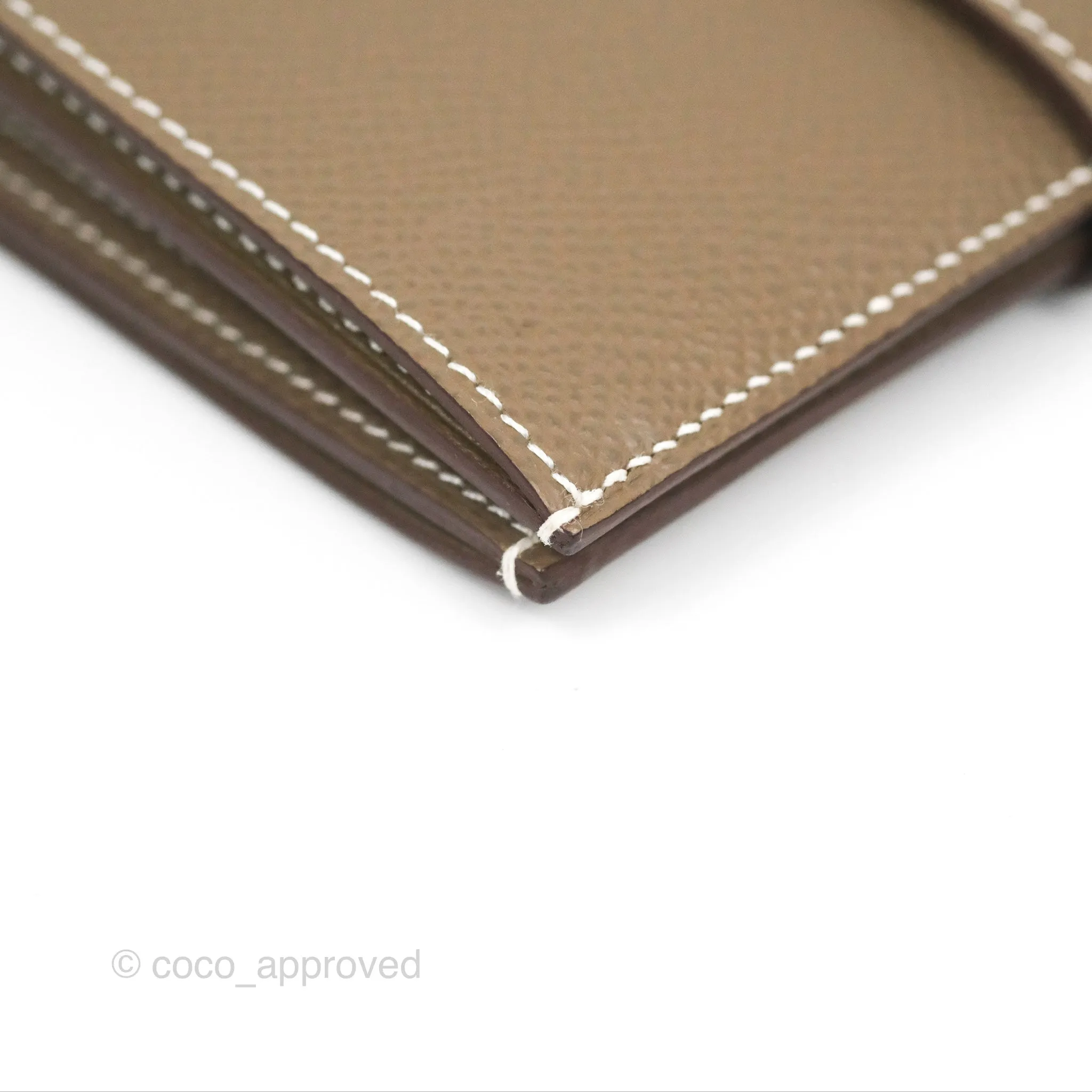 Hermes Bearn Compact Wallet Etoupe Epsom Palladium Hardware