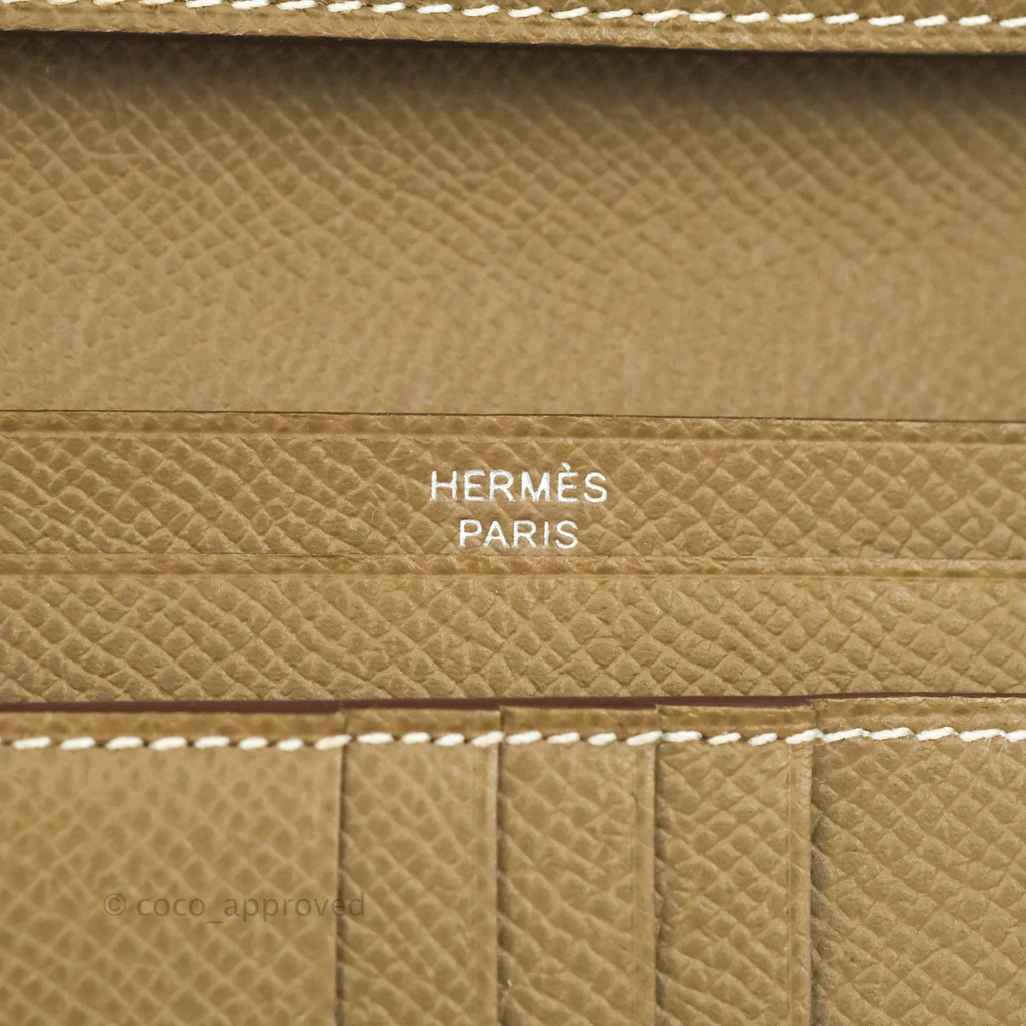 Hermes Bearn Compact Wallet Etoupe Epsom Palladium Hardware