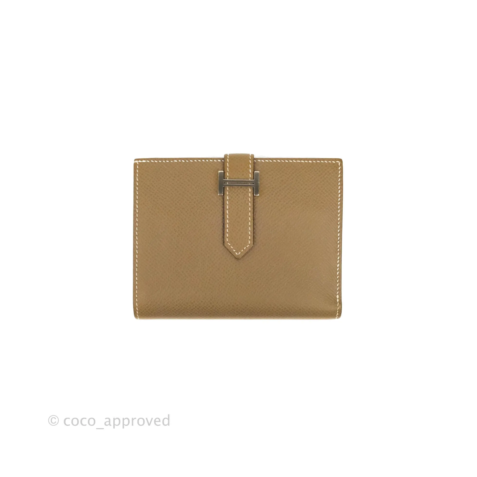 Hermes Bearn Compact Wallet Etoupe Epsom Palladium Hardware