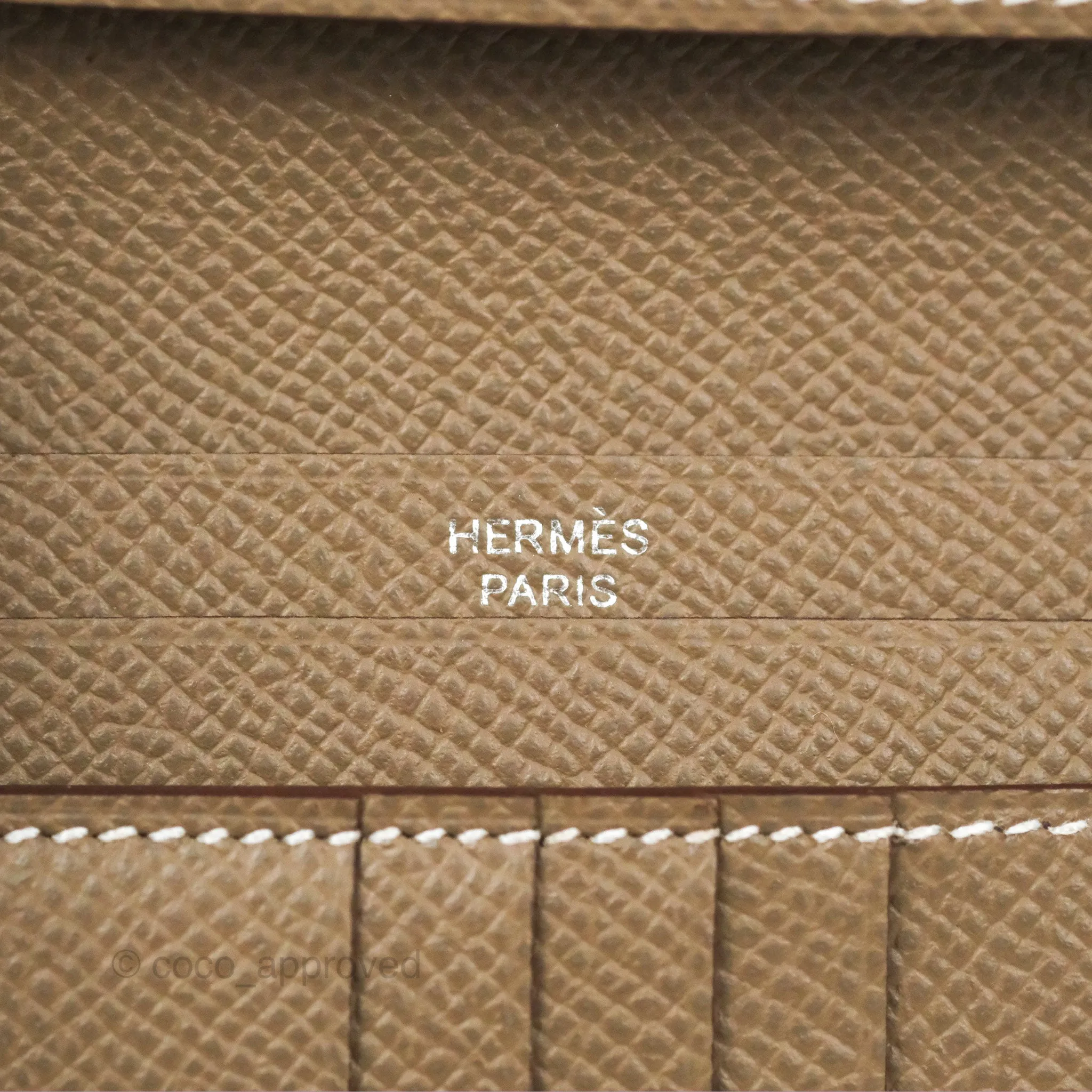 Hermes Bearn Compact Wallet Etoupe Epsom Palladium Hardware
