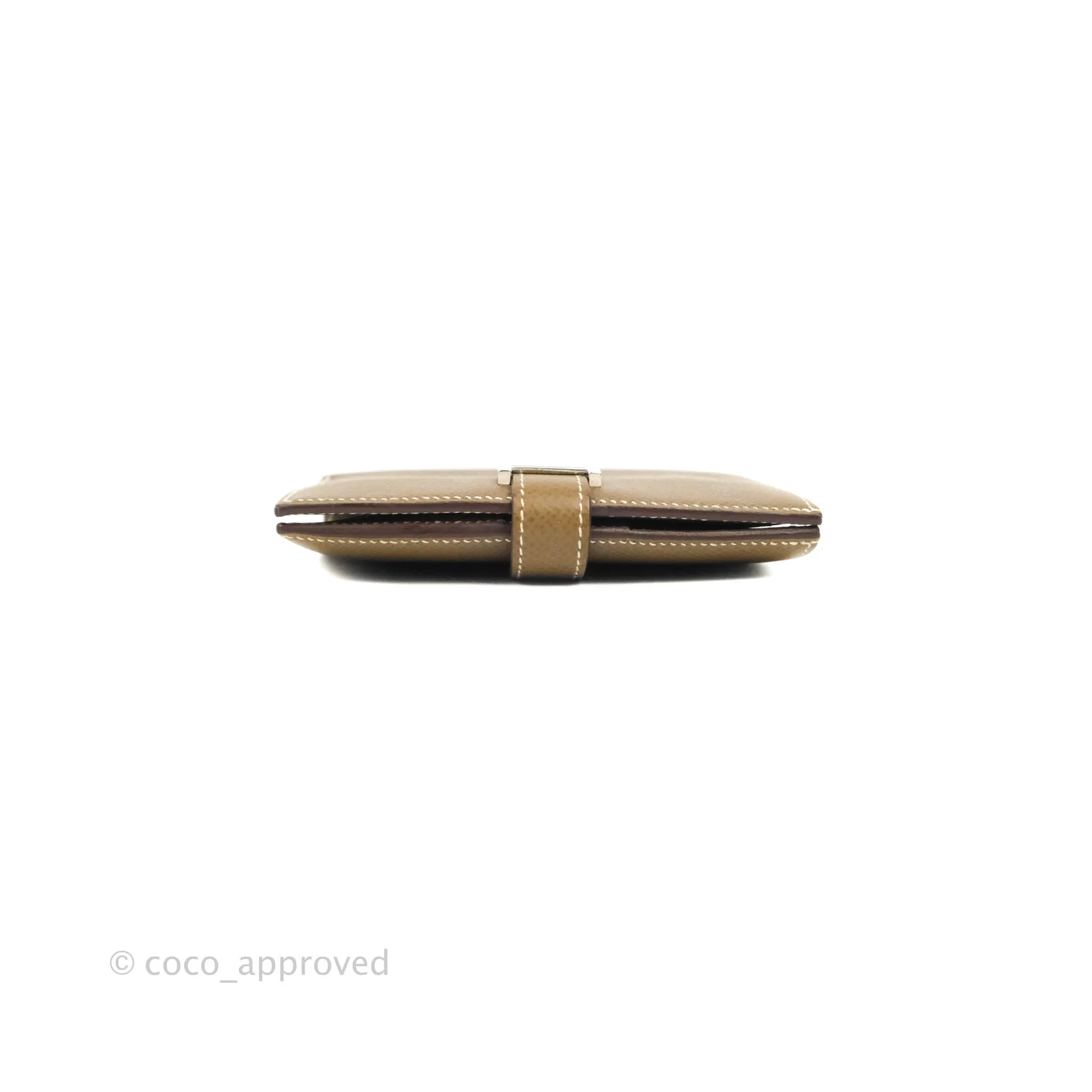 Hermes Bearn Compact Wallet Etoupe Epsom Palladium Hardware