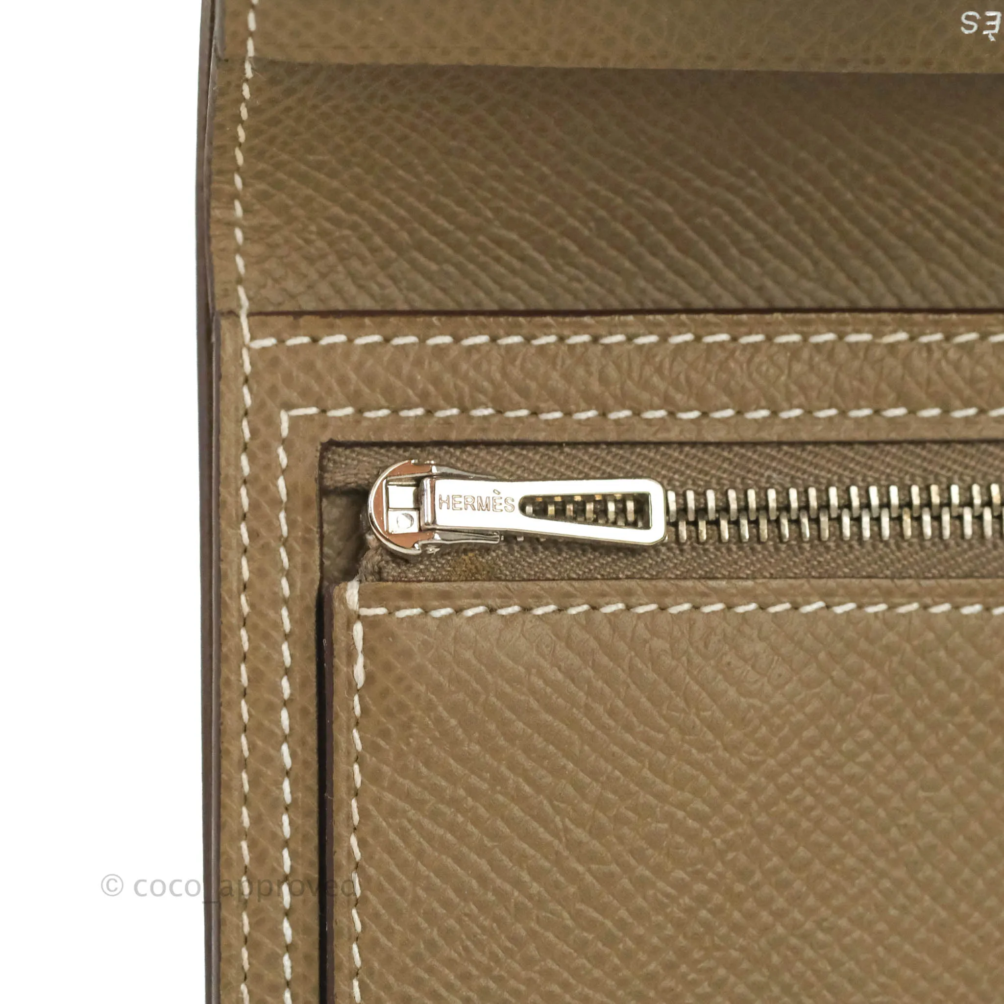 Hermes Bearn Compact Wallet Etoupe Epsom Palladium Hardware