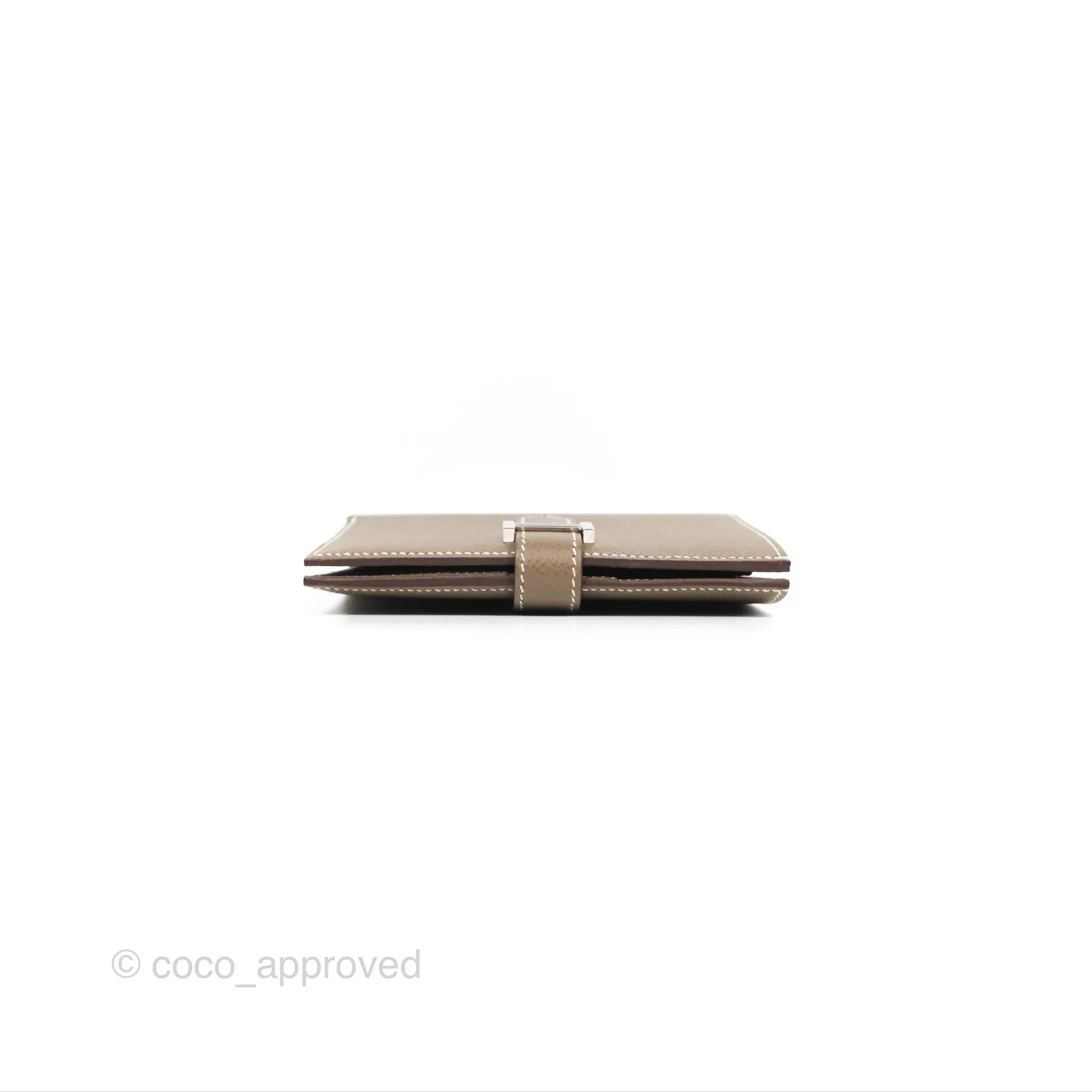 Hermes Bearn Compact Wallet Etoupe Epsom Palladium Hardware