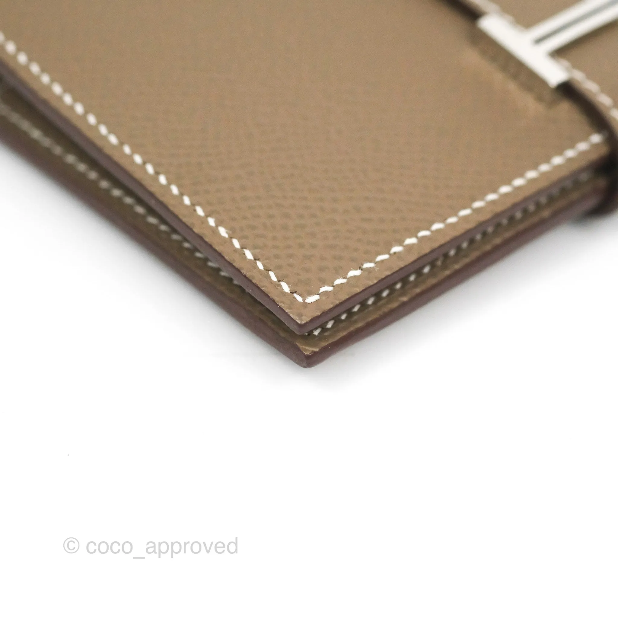 Hermes Bearn Compact Wallet Etoupe Epsom Palladium Hardware