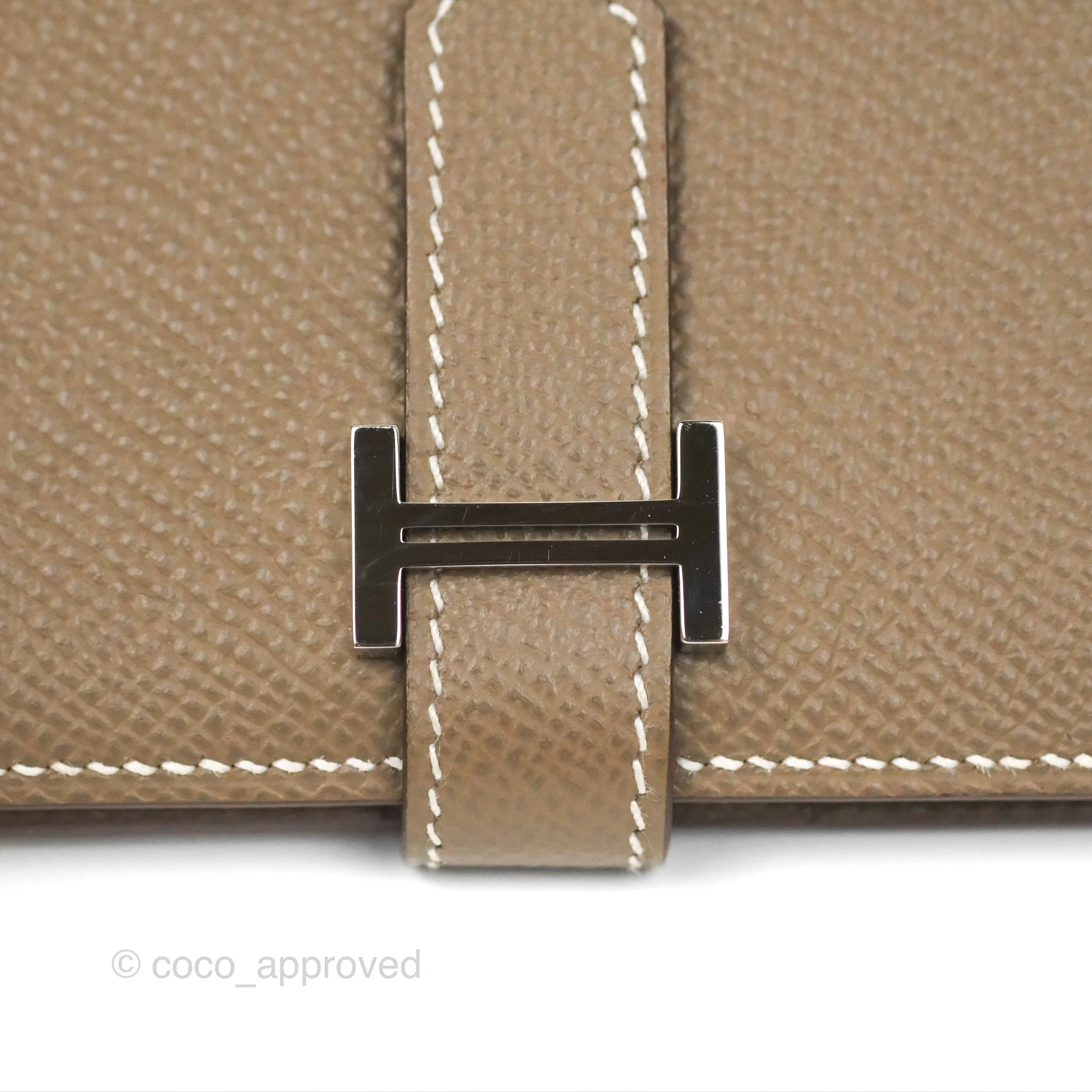 Hermes Bearn Compact Wallet Etoupe Epsom Palladium Hardware