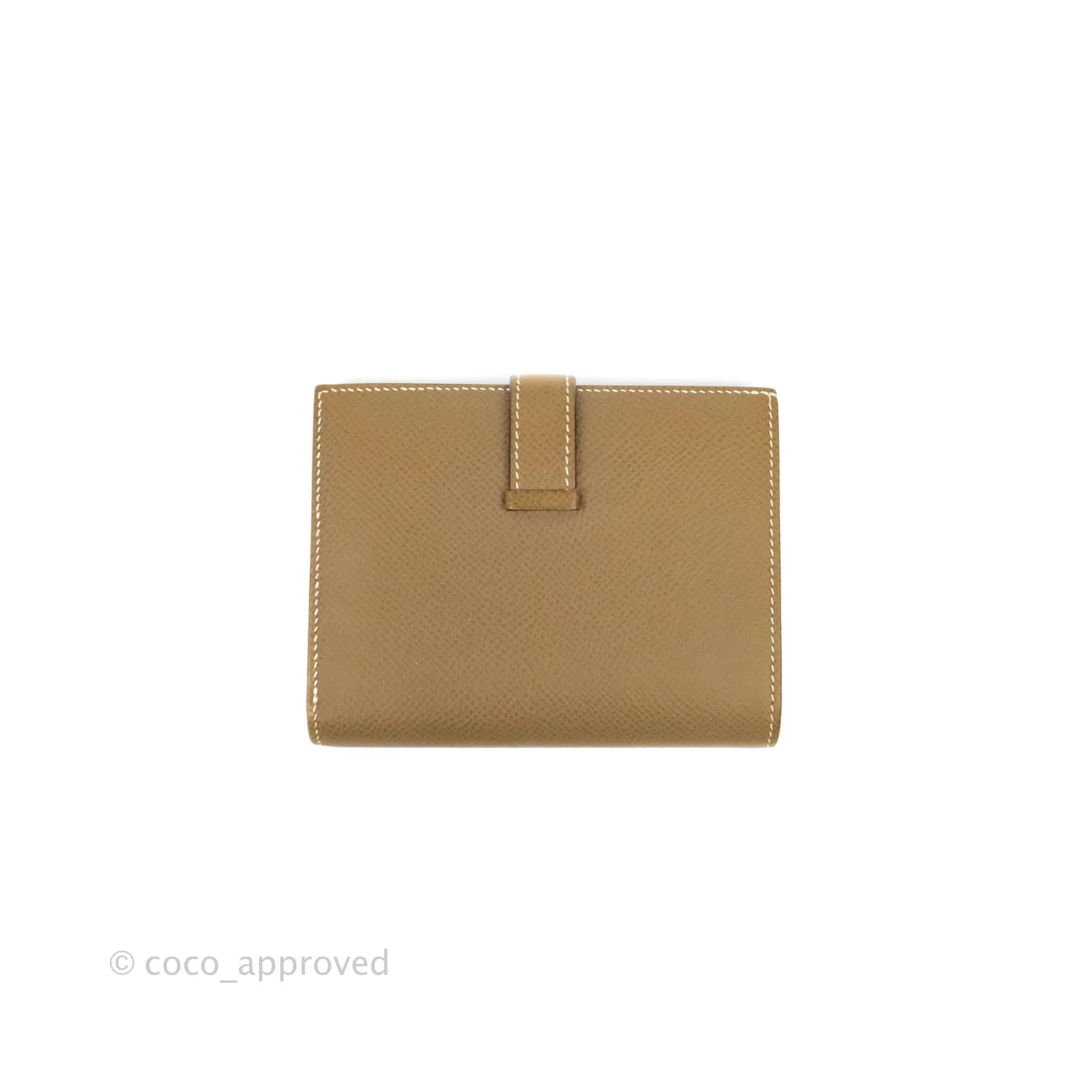 Hermes Bearn Compact Wallet Etoupe Epsom Palladium Hardware