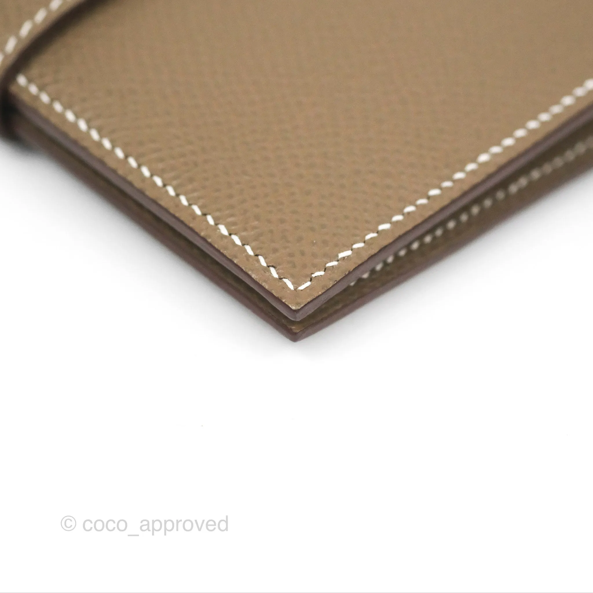 Hermes Bearn Compact Wallet Etoupe Epsom Palladium Hardware