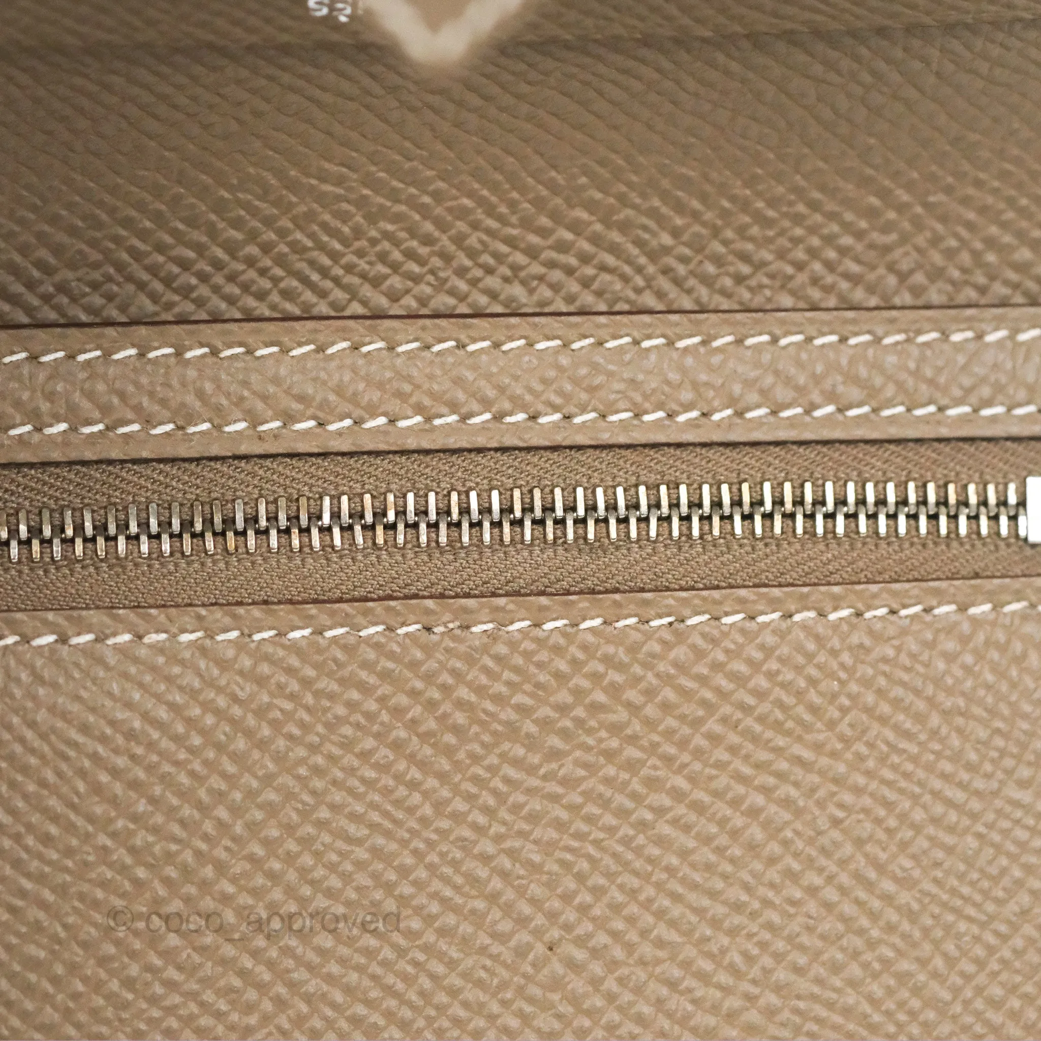 Hermes Bearn Compact Wallet Etoupe Epsom Palladium Hardware