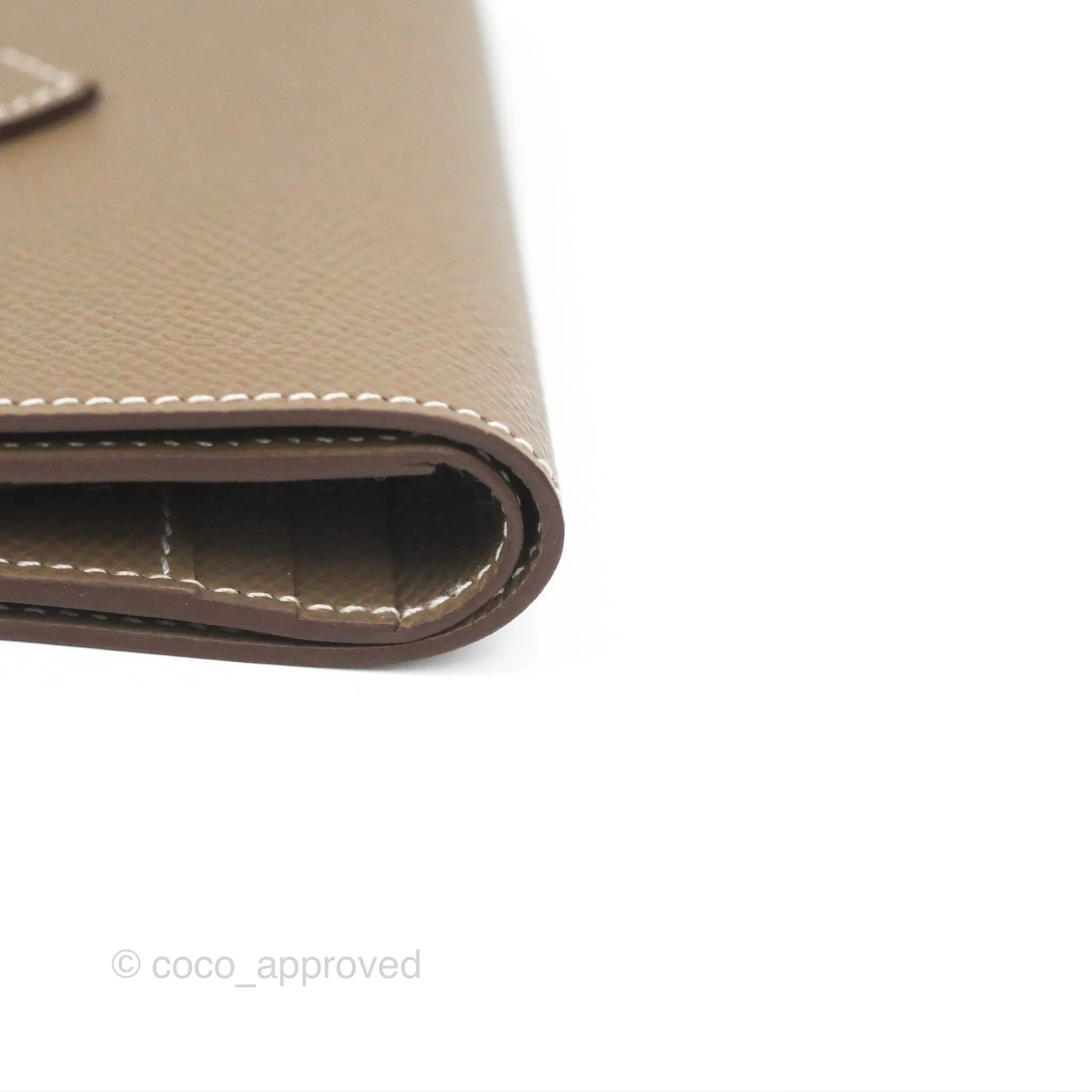 Hermes Bearn Compact Wallet Etoupe Epsom Palladium Hardware