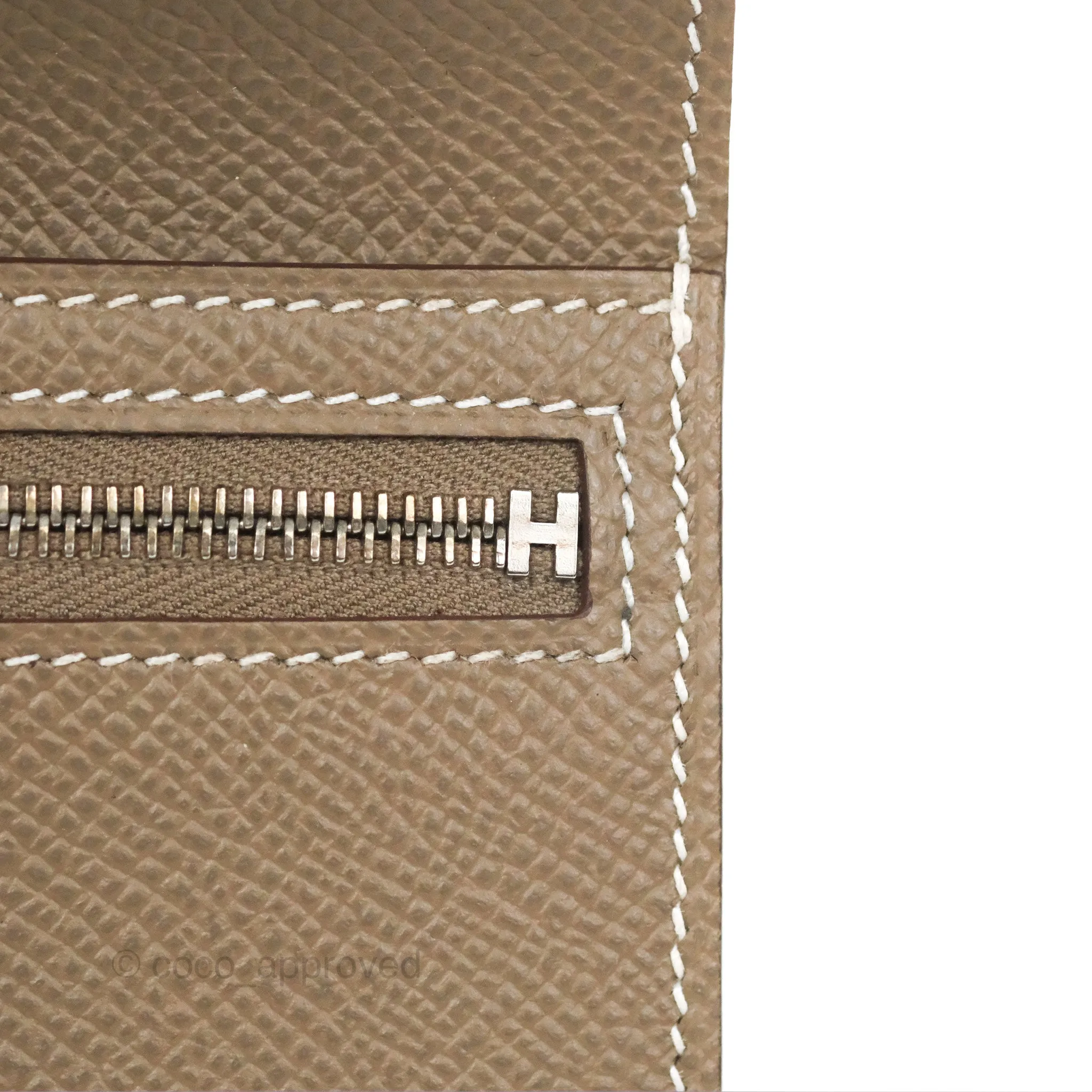 Hermes Bearn Compact Wallet Etoupe Epsom Palladium Hardware
