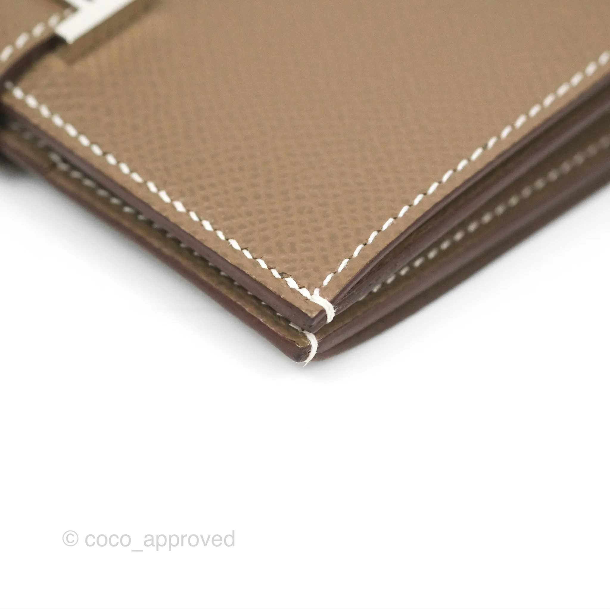 Hermes Bearn Compact Wallet Etoupe Epsom Palladium Hardware