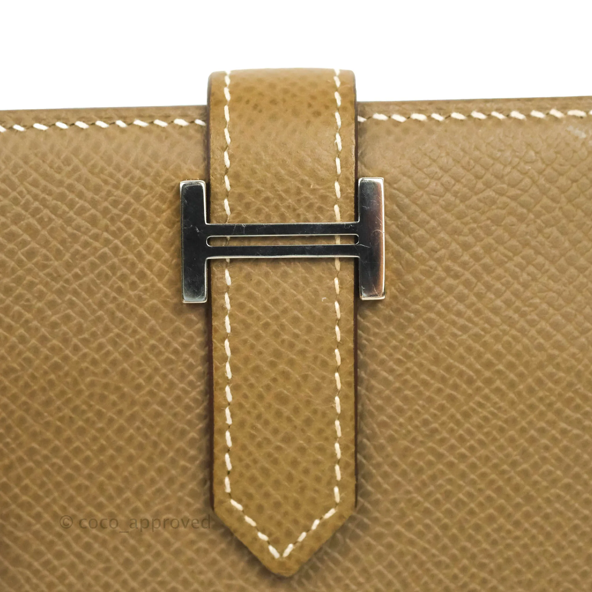 Hermes Bearn Compact Wallet Etoupe Epsom Palladium Hardware