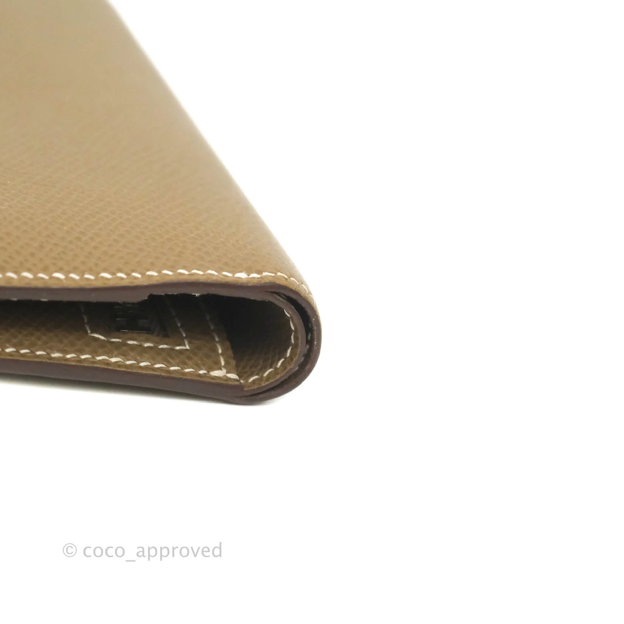 Hermes Bearn Compact Wallet Etoupe Epsom Palladium Hardware