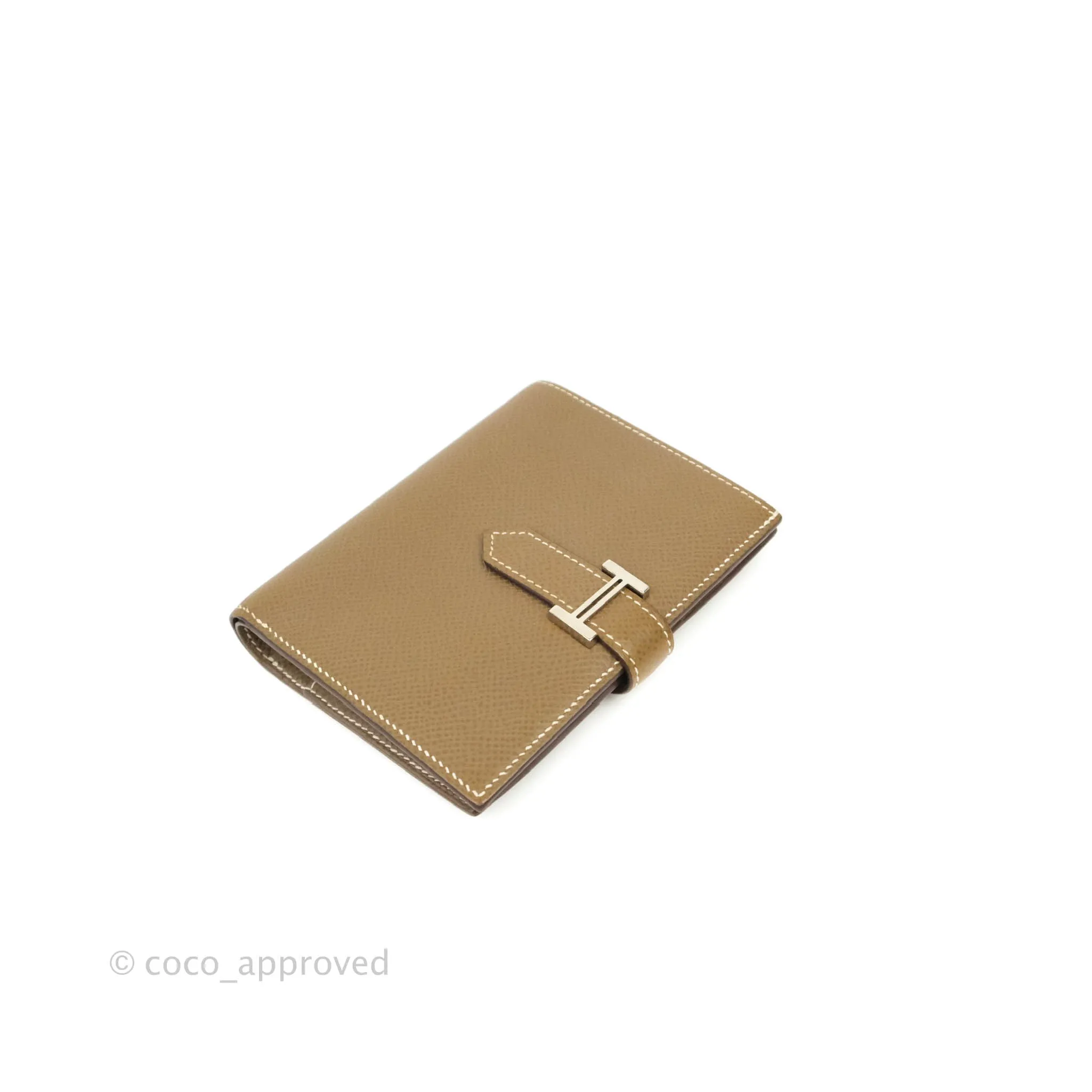 Hermes Bearn Compact Wallet Etoupe Epsom Palladium Hardware
