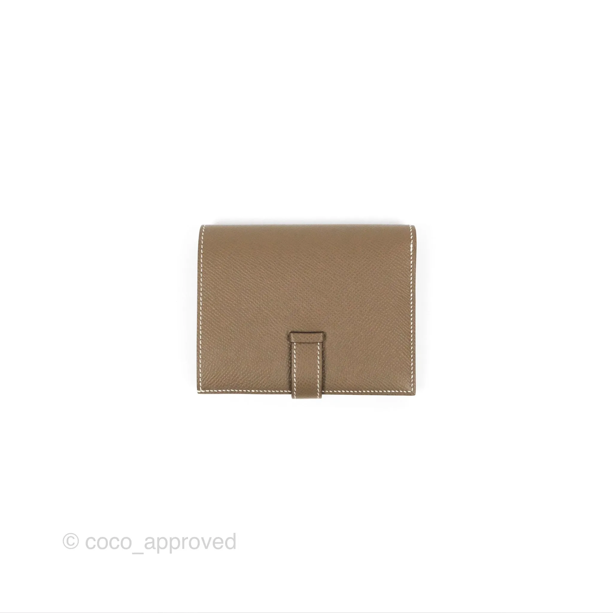 Hermes Bearn Compact Wallet Etoupe Epsom Palladium Hardware
