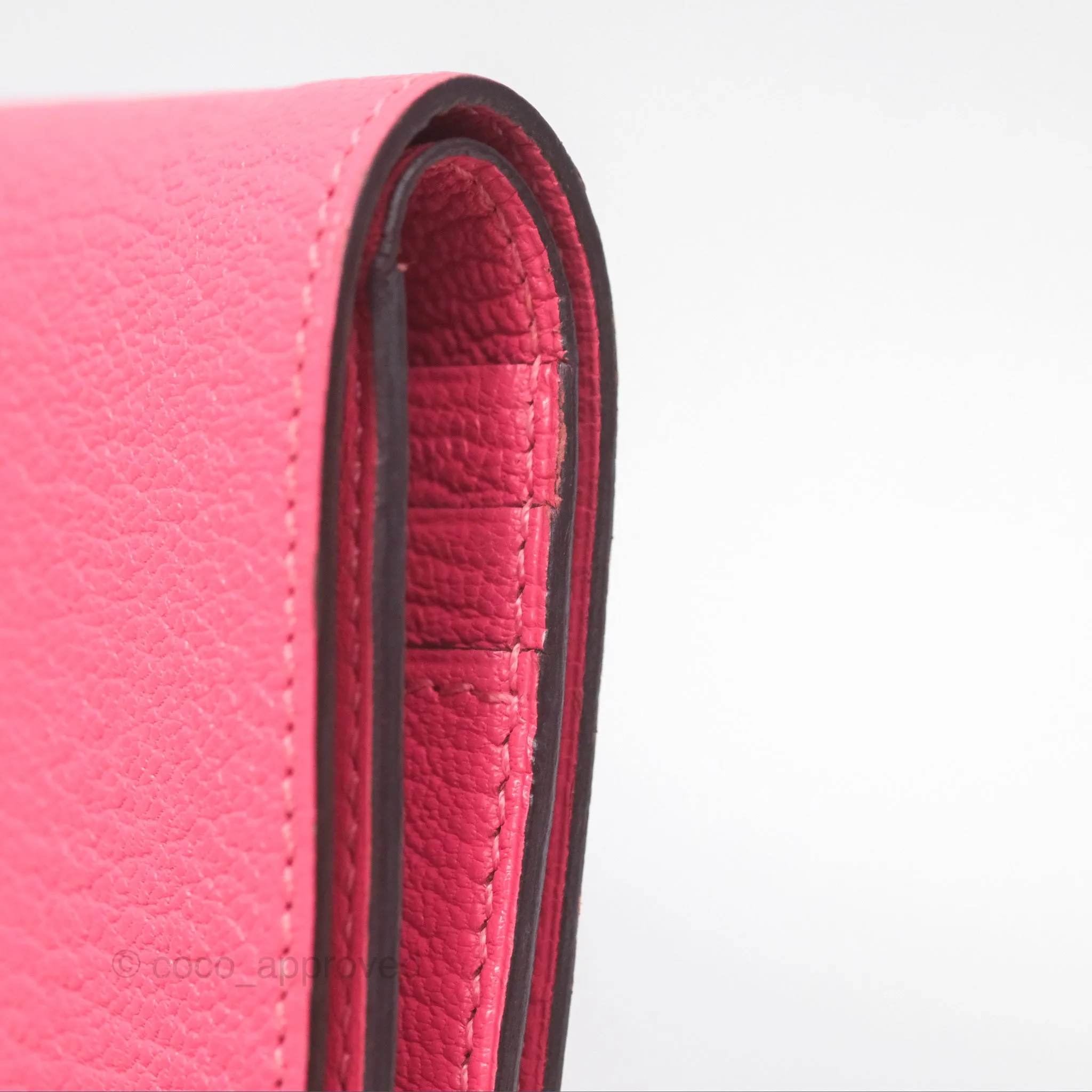 Hermes Bearn Compact Wallet Rose Azalee 8W Gold Hardware