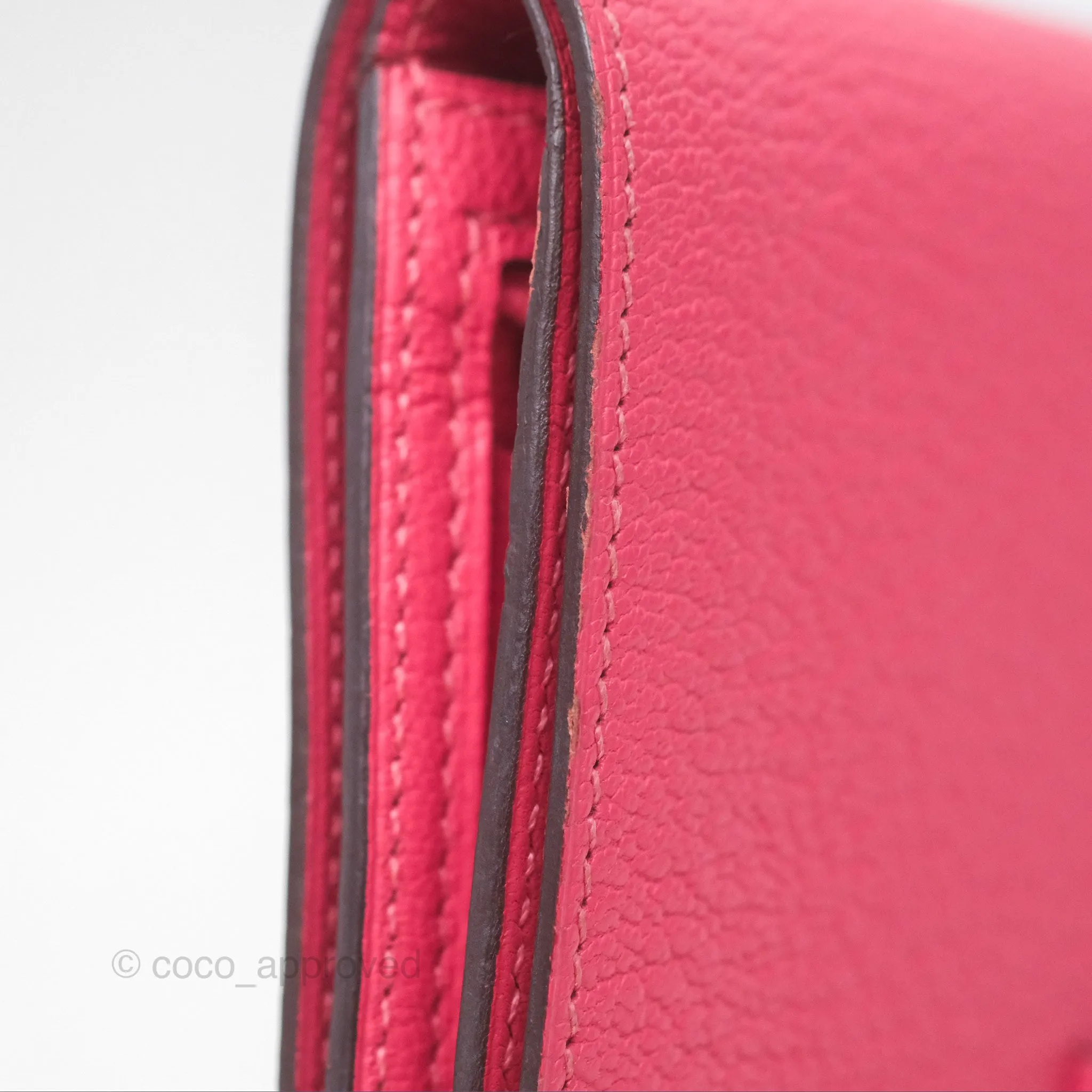 Hermes Bearn Compact Wallet Rose Azalee 8W Gold Hardware