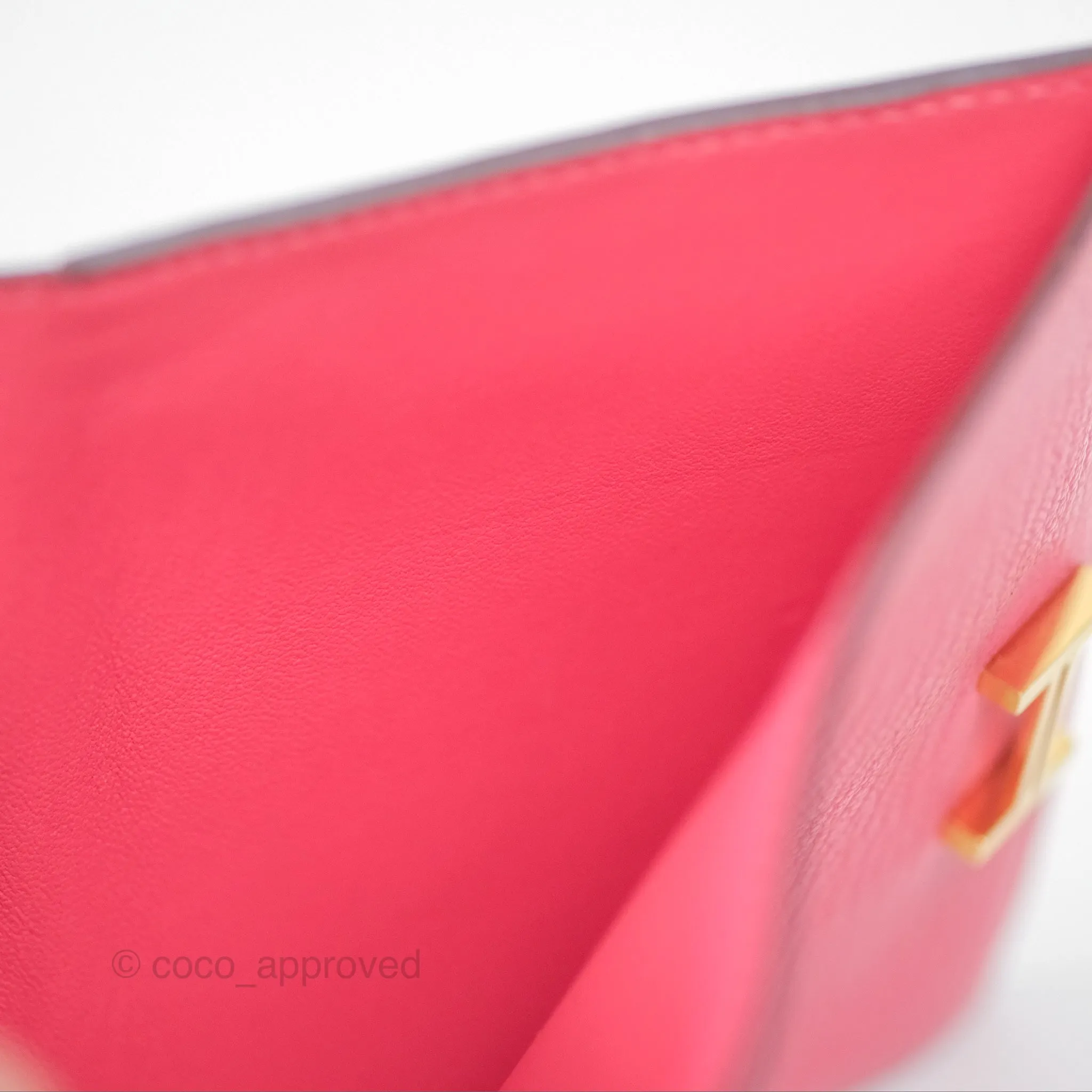 Hermes Bearn Compact Wallet Rose Azalee 8W Gold Hardware