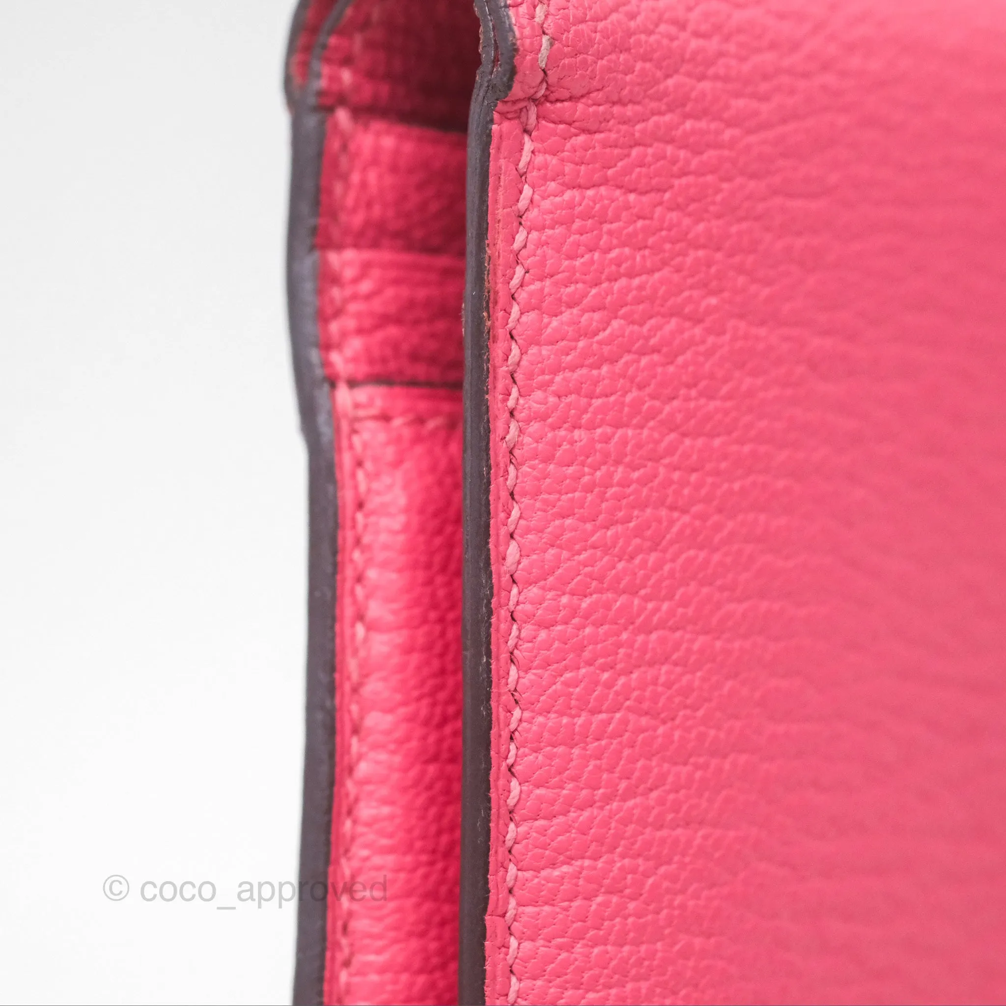Hermes Bearn Compact Wallet Rose Azalee 8W Gold Hardware