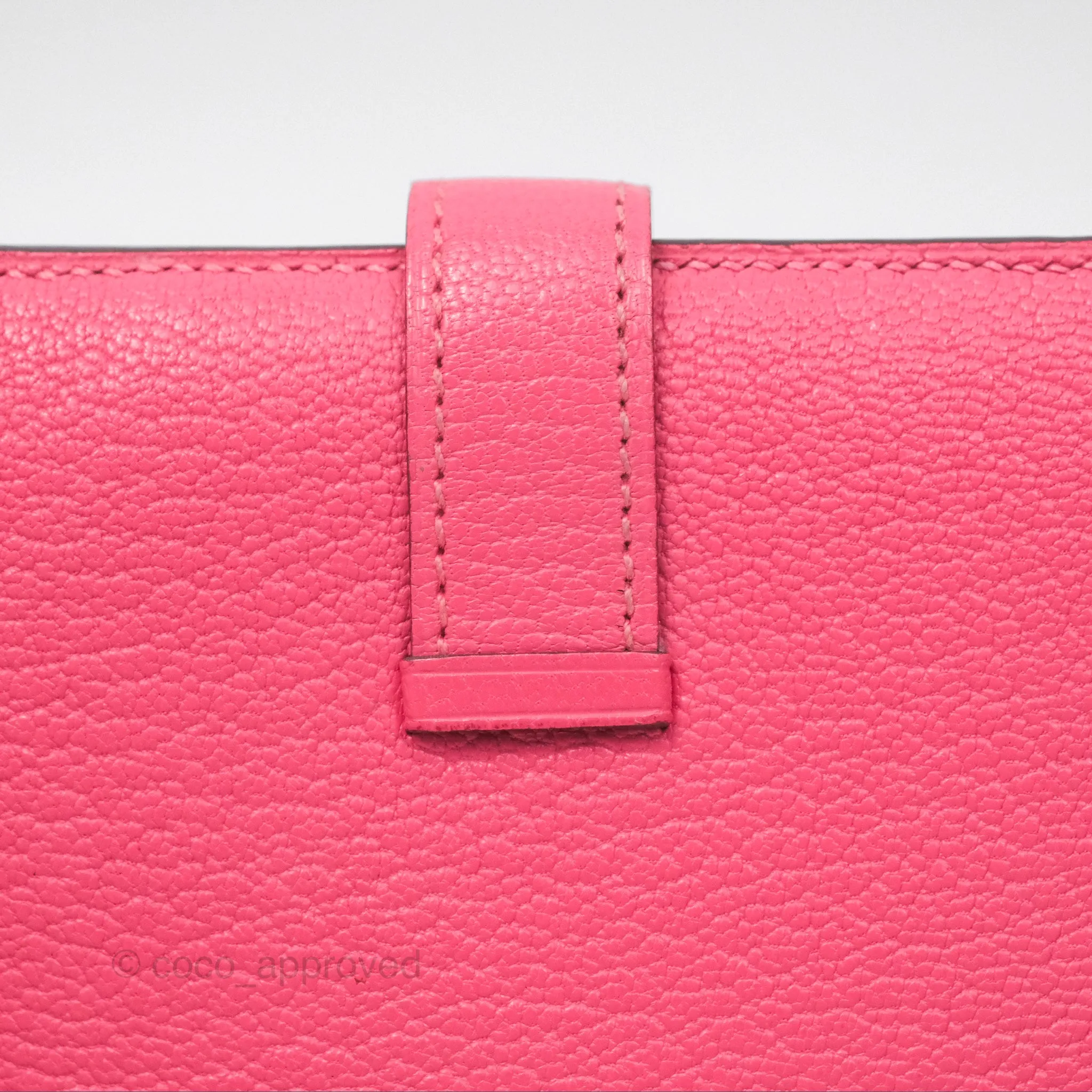 Hermes Bearn Compact Wallet Rose Azalee 8W Gold Hardware