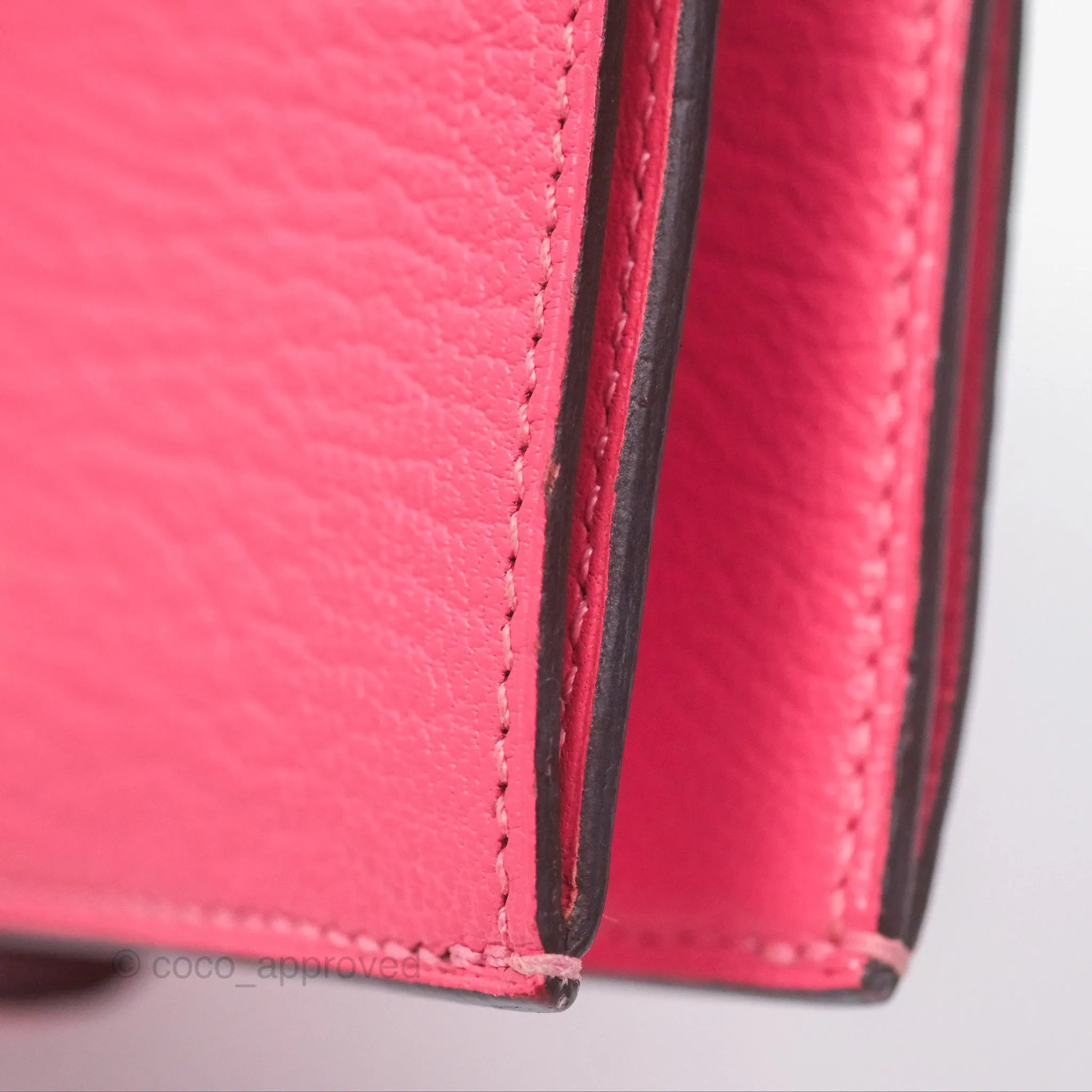 Hermes Bearn Compact Wallet Rose Azalee 8W Gold Hardware