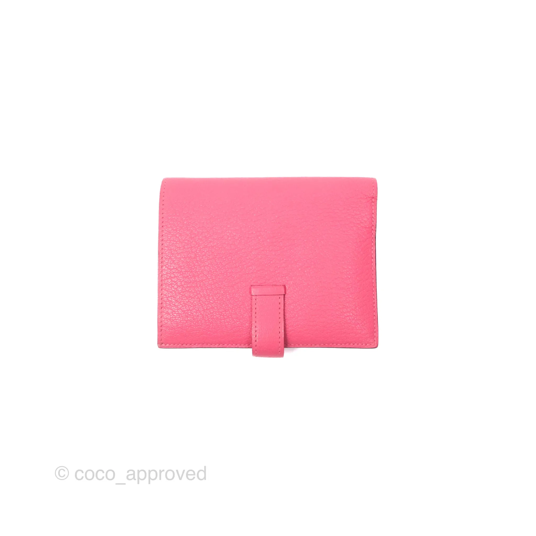 Hermes Bearn Compact Wallet Rose Azalee 8W Gold Hardware