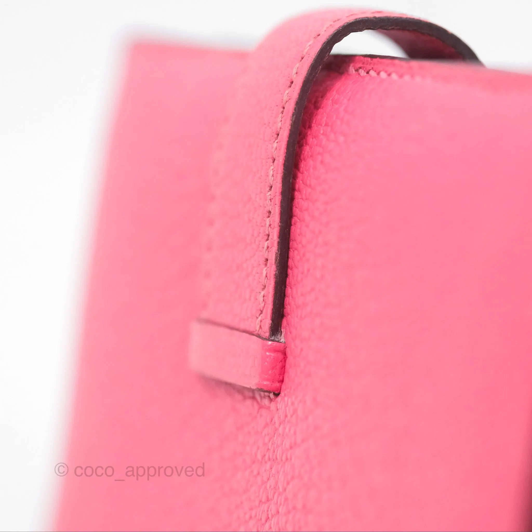 Hermes Bearn Compact Wallet Rose Azalee 8W Gold Hardware