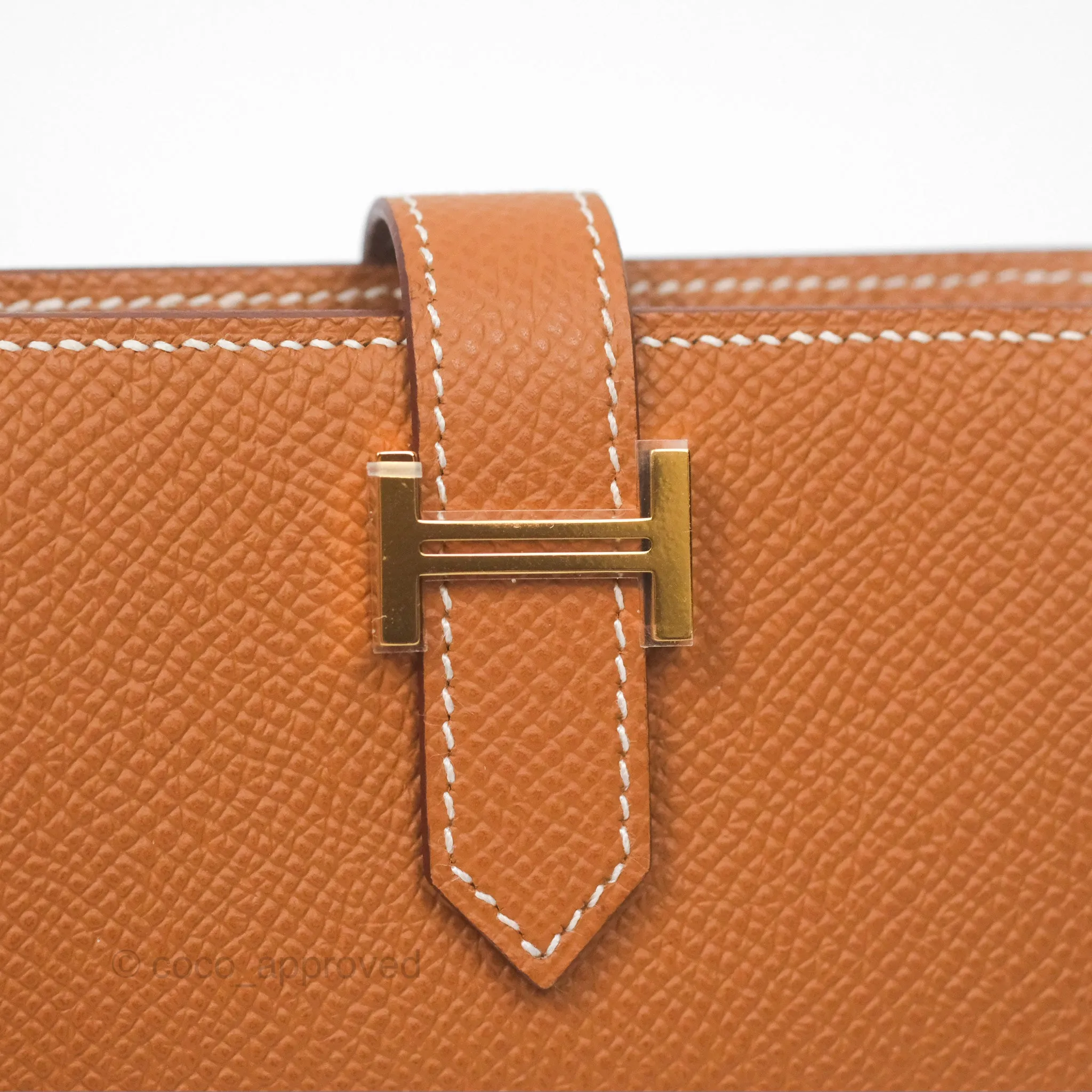 Hermes Bearn Mini Wallet Gold Epsom Gold Hardware