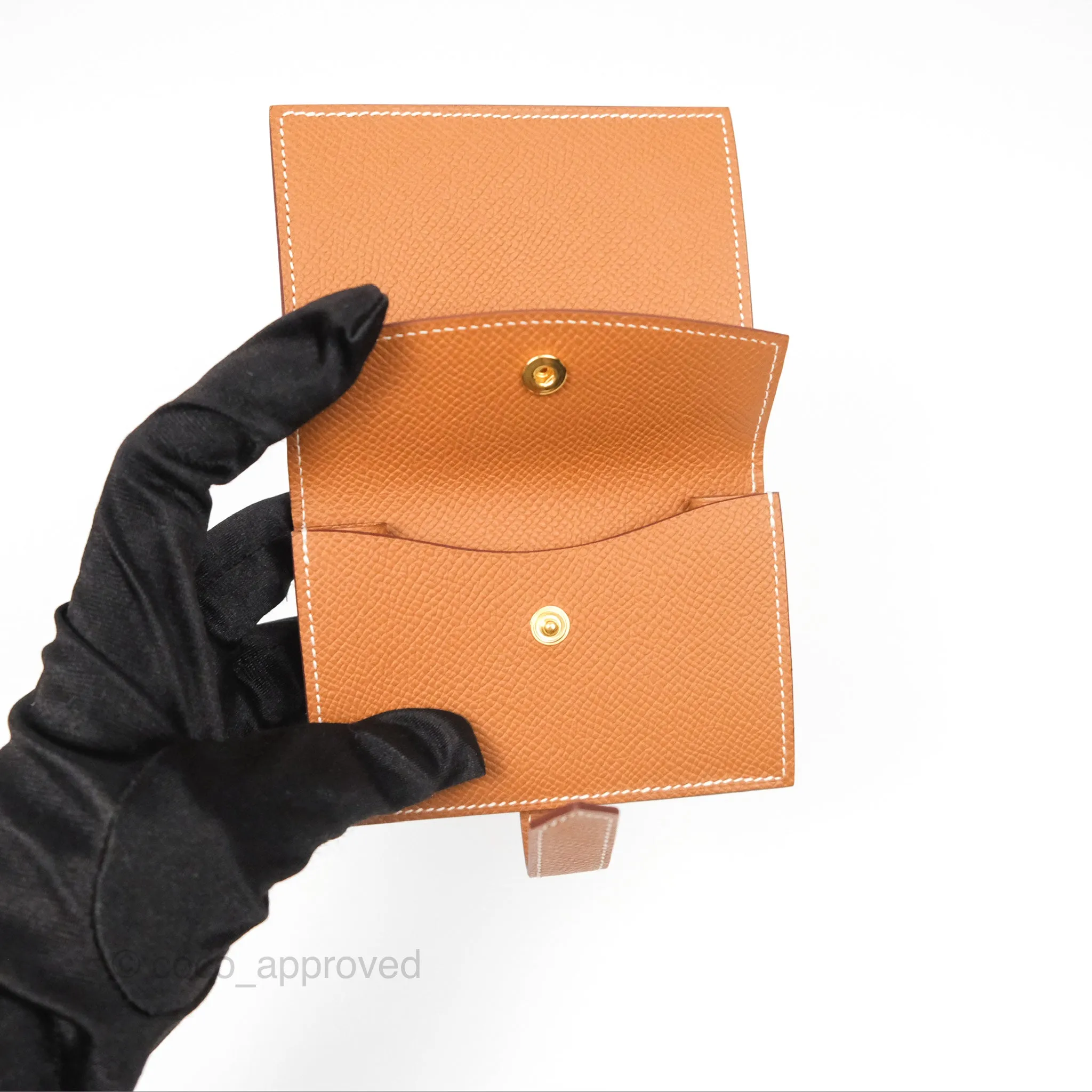 Hermes Bearn Mini Wallet Gold Epsom Gold Hardware