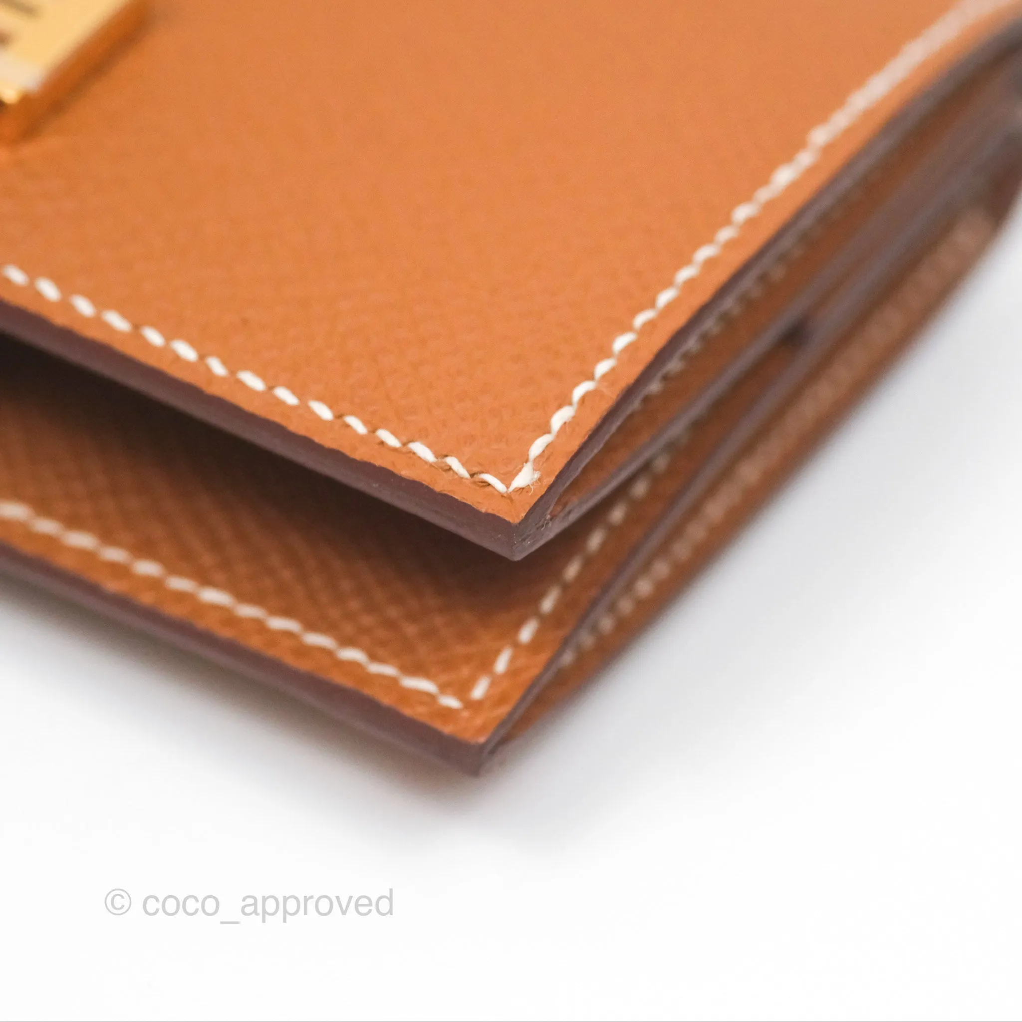 Hermes Bearn Mini Wallet Gold Epsom Gold Hardware