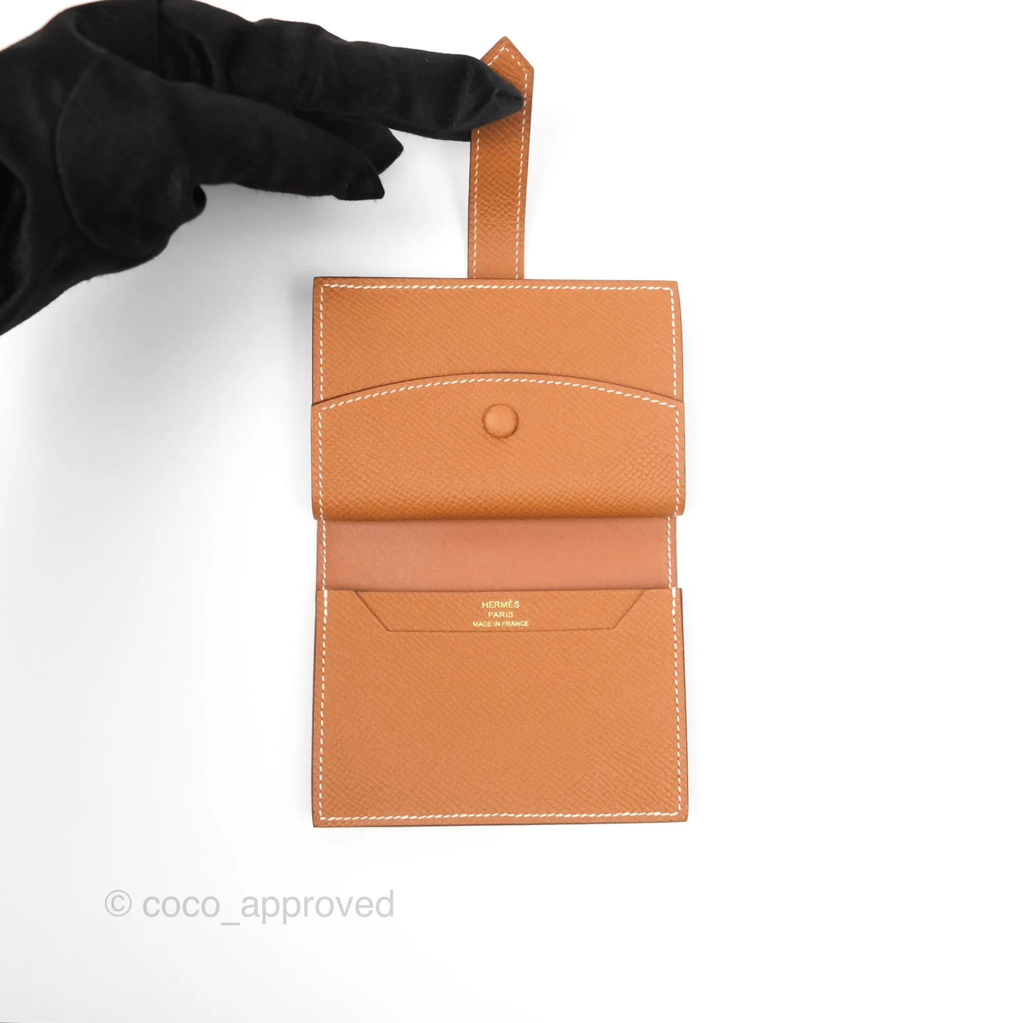Hermes Bearn Mini Wallet Gold Epsom Gold Hardware