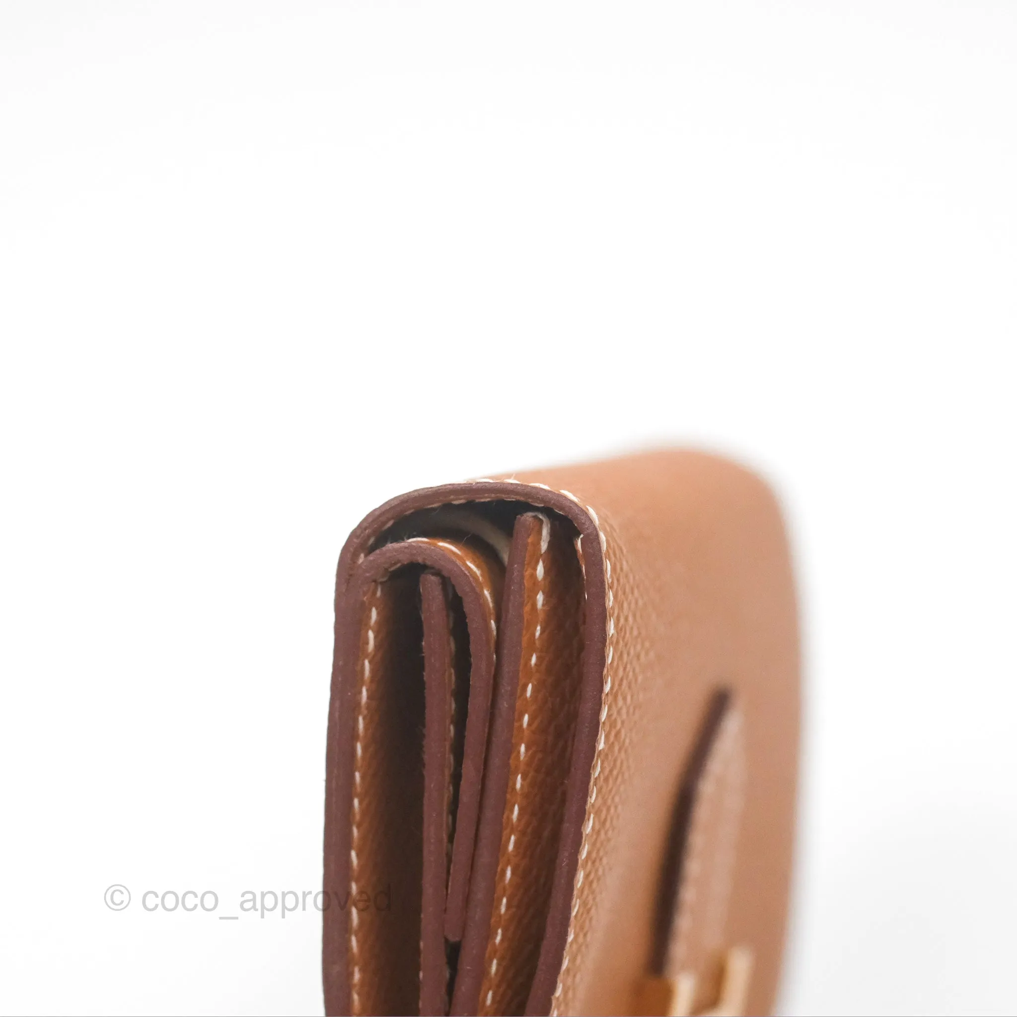 Hermes Bearn Mini Wallet Gold Epsom Gold Hardware