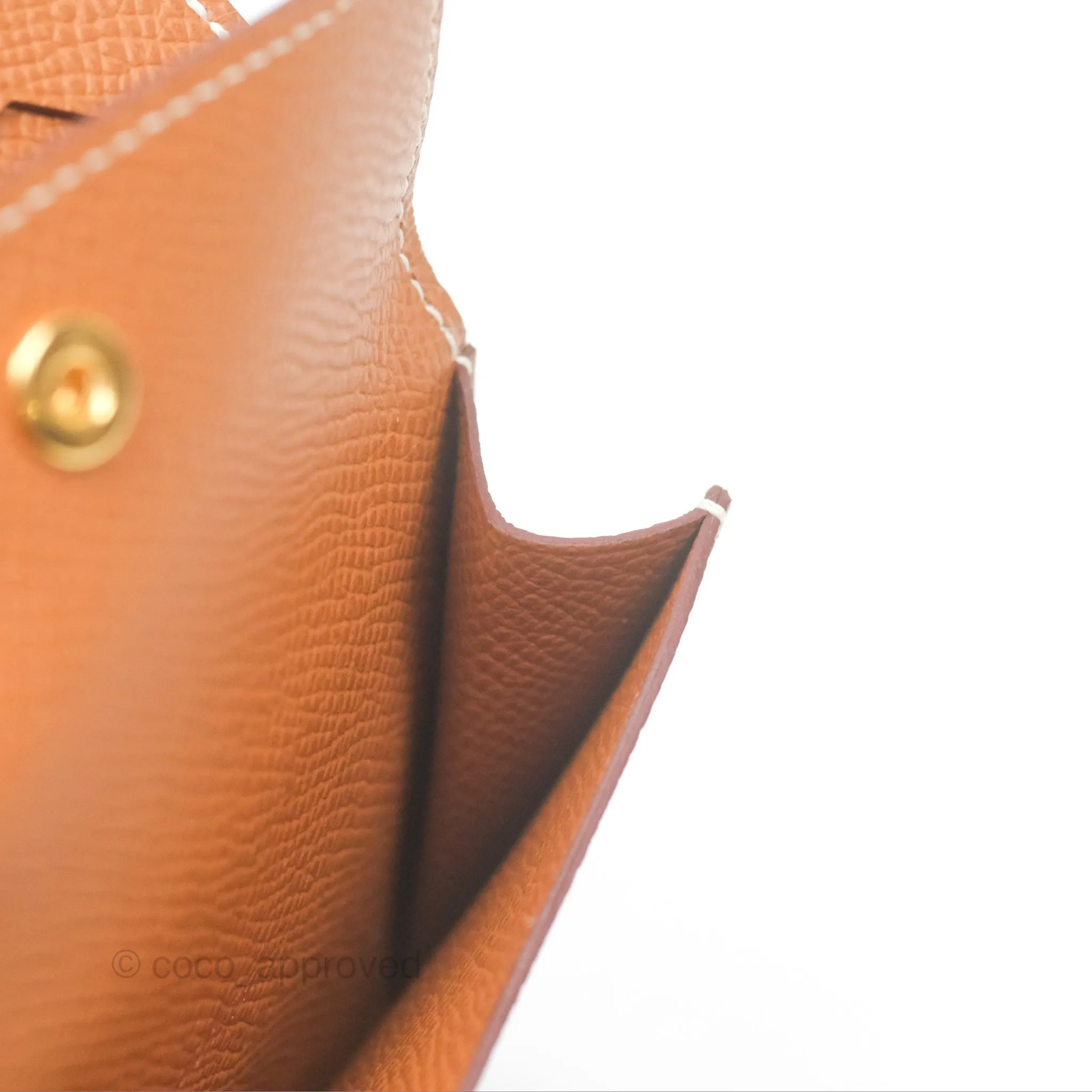 Hermes Bearn Mini Wallet Gold Epsom Gold Hardware